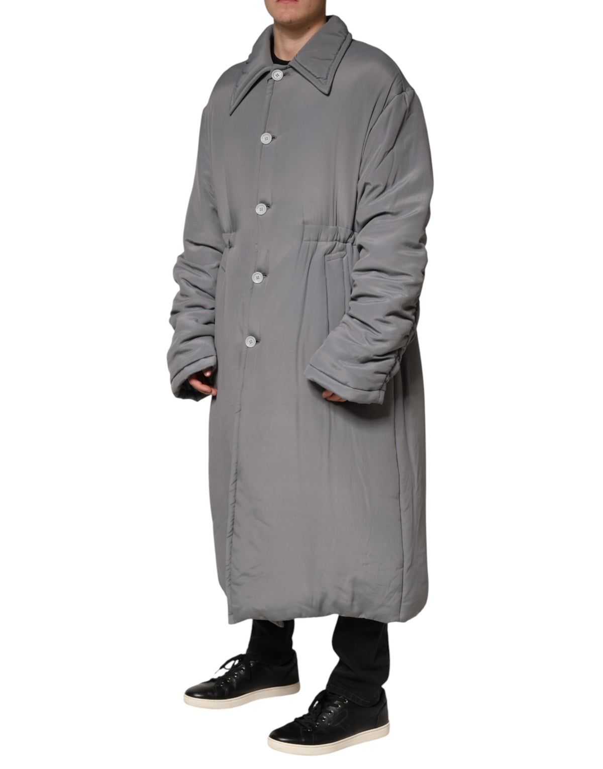 Dolce & Gabbana Gray Acetate Padded Collared Coat Men's Jacket (Pre-Owned)