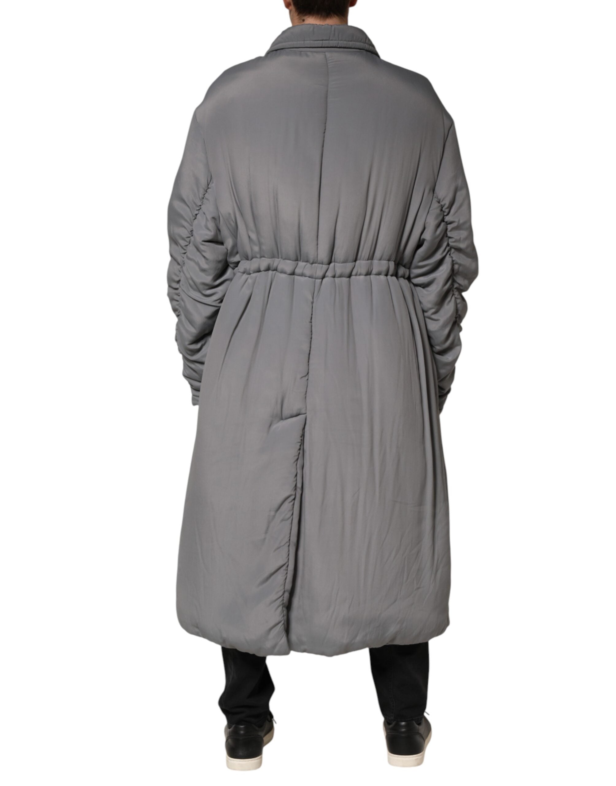 Dolce & Gabbana Gray Acetate Padded Collared Coat Men's Jacket (Pre-Owned)