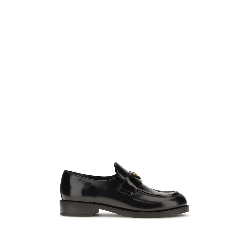 Prada Black Calf Leather Bos Taurus Slip-On Women's Loafers