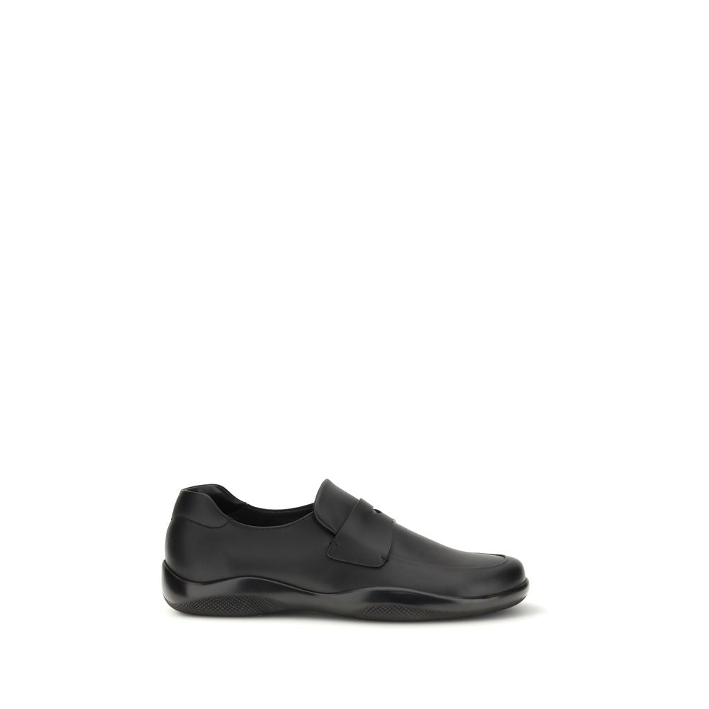 Prada Black Calf Leather Bos Taurus Slip-On Men's Loafers