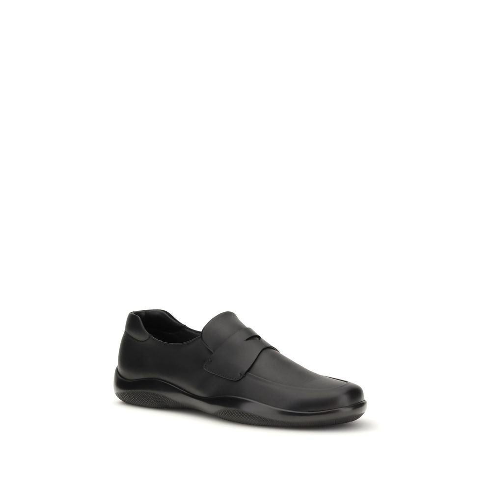 Prada Black Calf Leather Bos Taurus Slip-On Men's Loafers