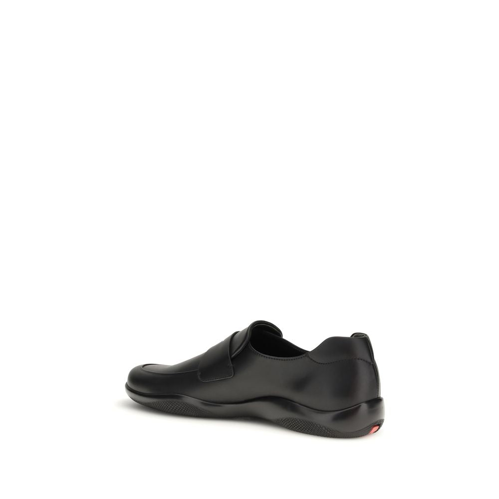 Prada Black Calf Leather Bos Taurus Slip-On Men's Loafers