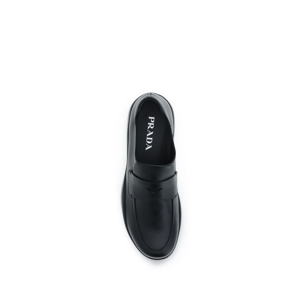Prada Black Calf Leather Bos Taurus Slip-On Men's Loafers