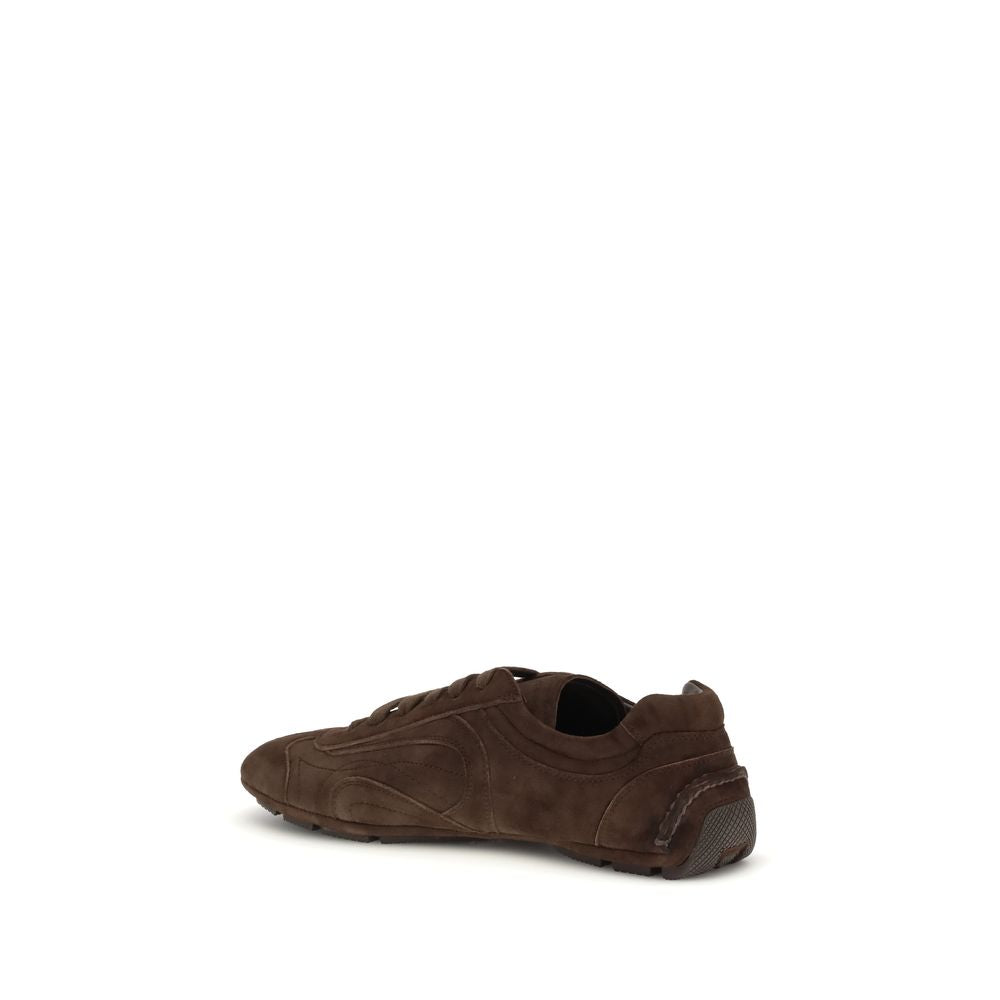 Prada Brown Calf Leather Bos Taurus Athletic Men's Sneakers