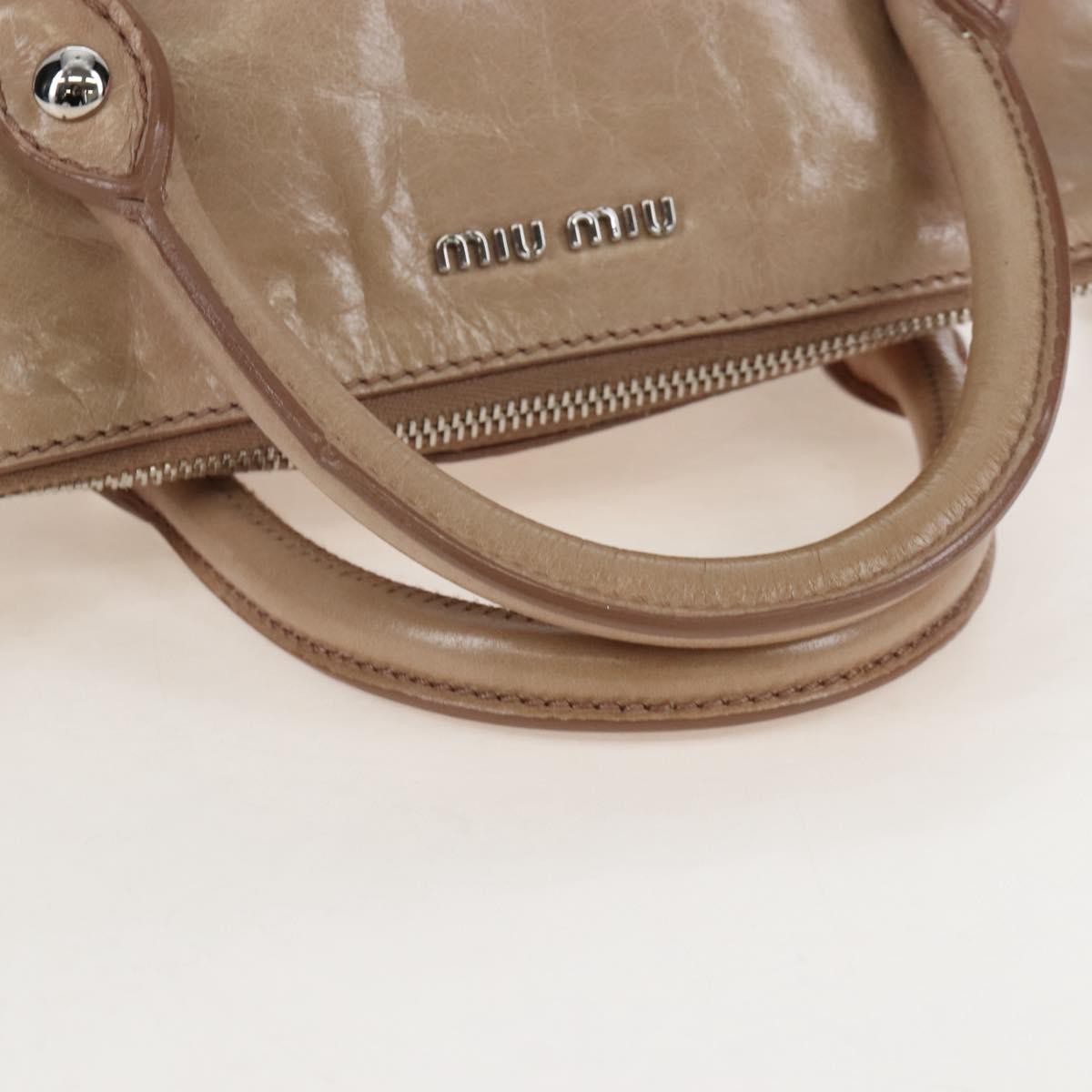 Miu Miu Bow Satchel Cervo Leather Beige Leather Handbag (Pre-Owned)