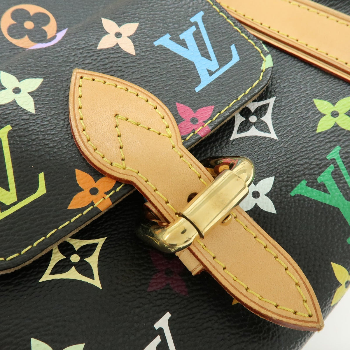 Louis Vuitton Priscilla Monogram Multicolor Black Canvas Handbag (Pre-Owned)