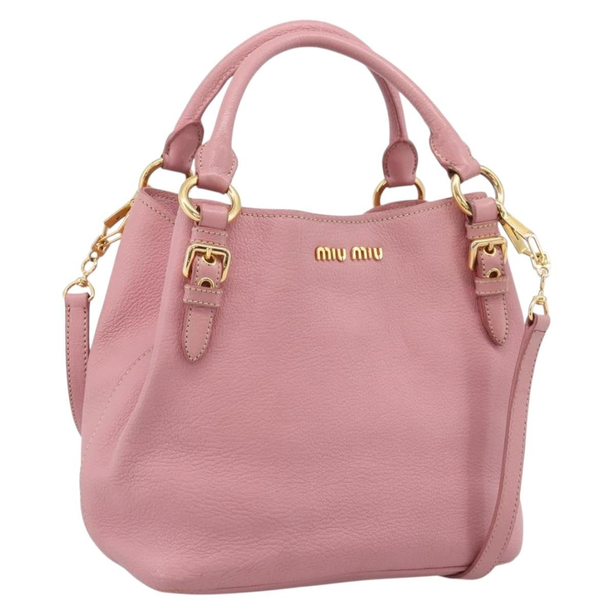 Miu Miu Madras Convertible Leather Pink Leather Tote Bag Bag (Pre-Owned)