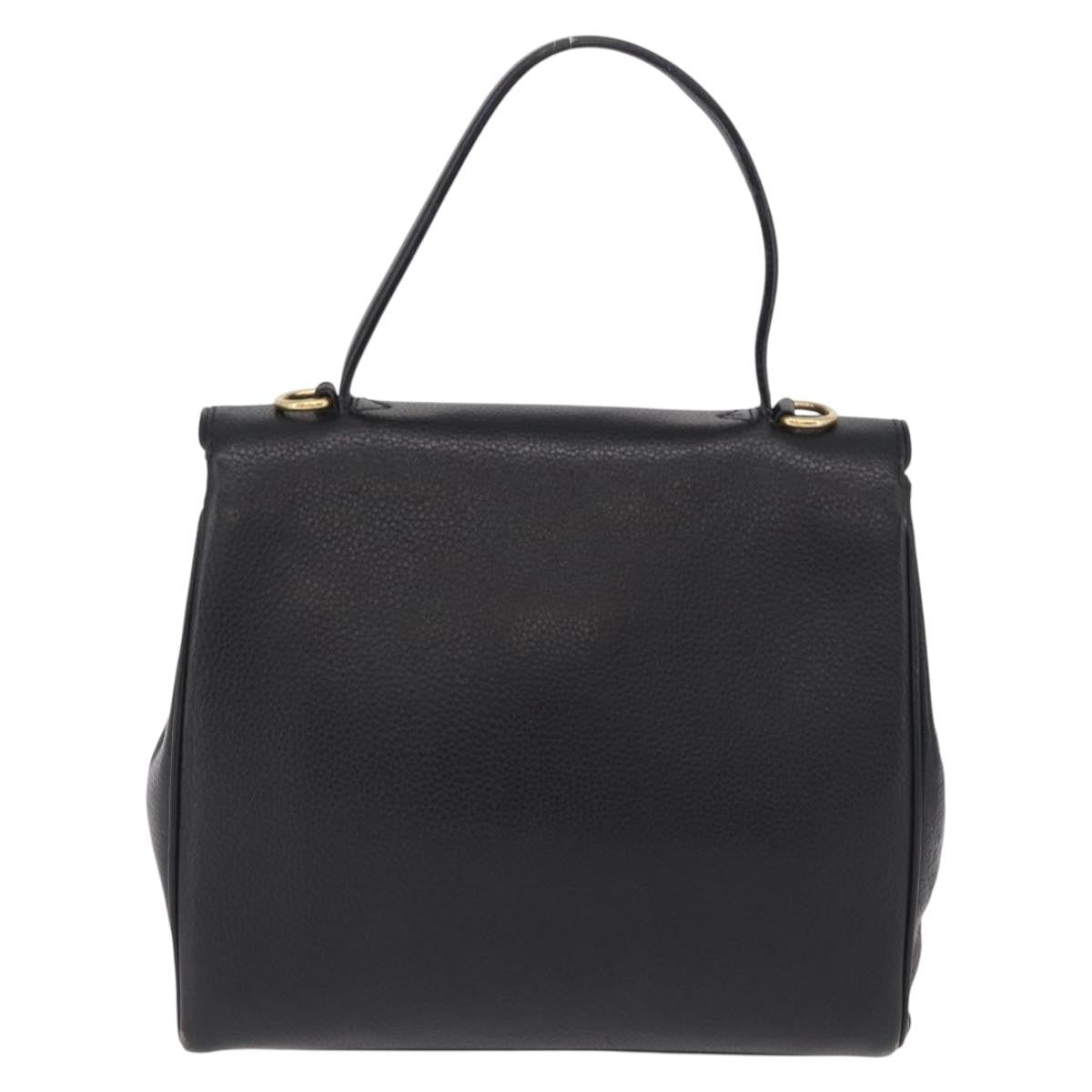 Celine Top Handle Leather Black Leather Handbag (Pre-Owned)