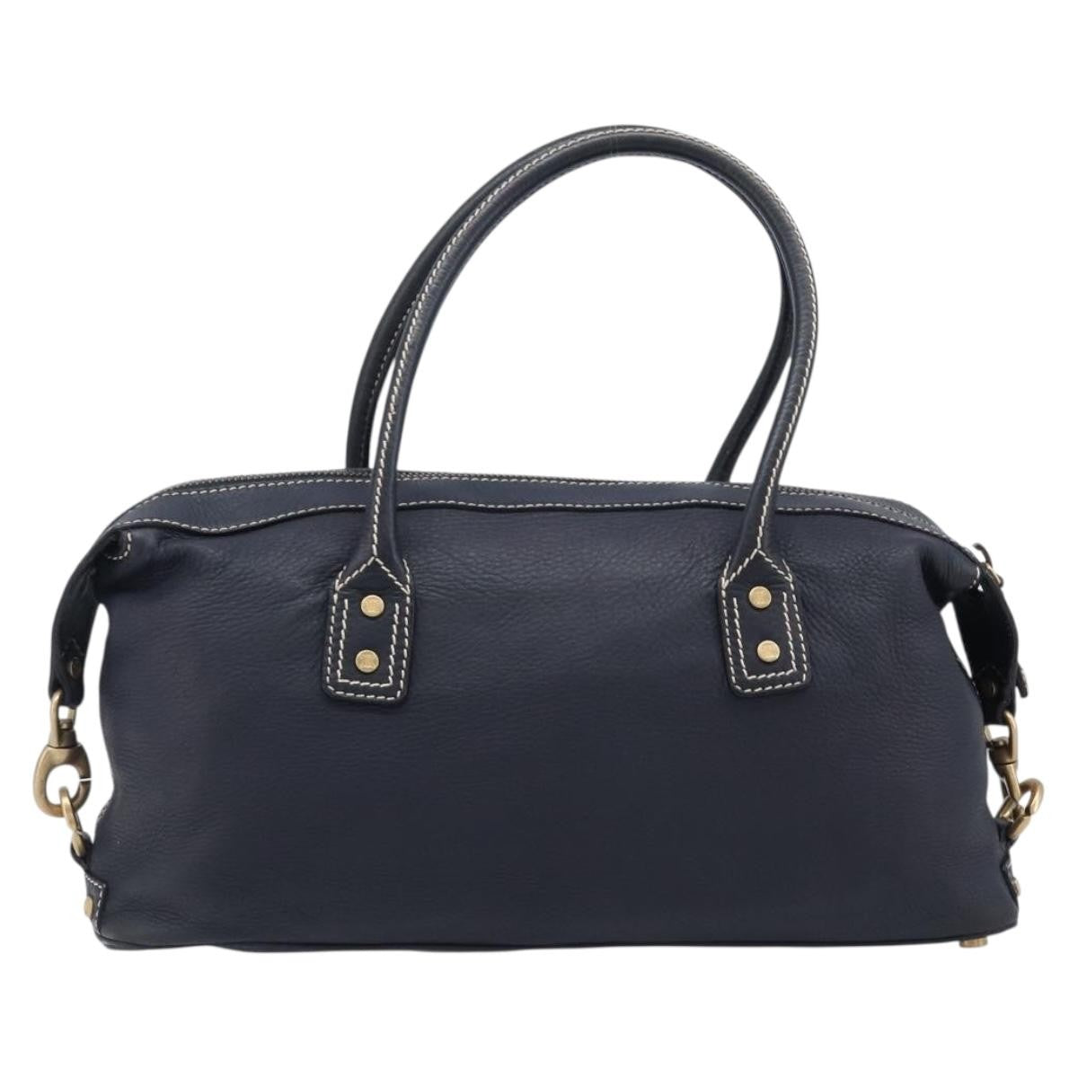 Celine Top Handle Leather Black Leather Handbag (Pre-Owned)