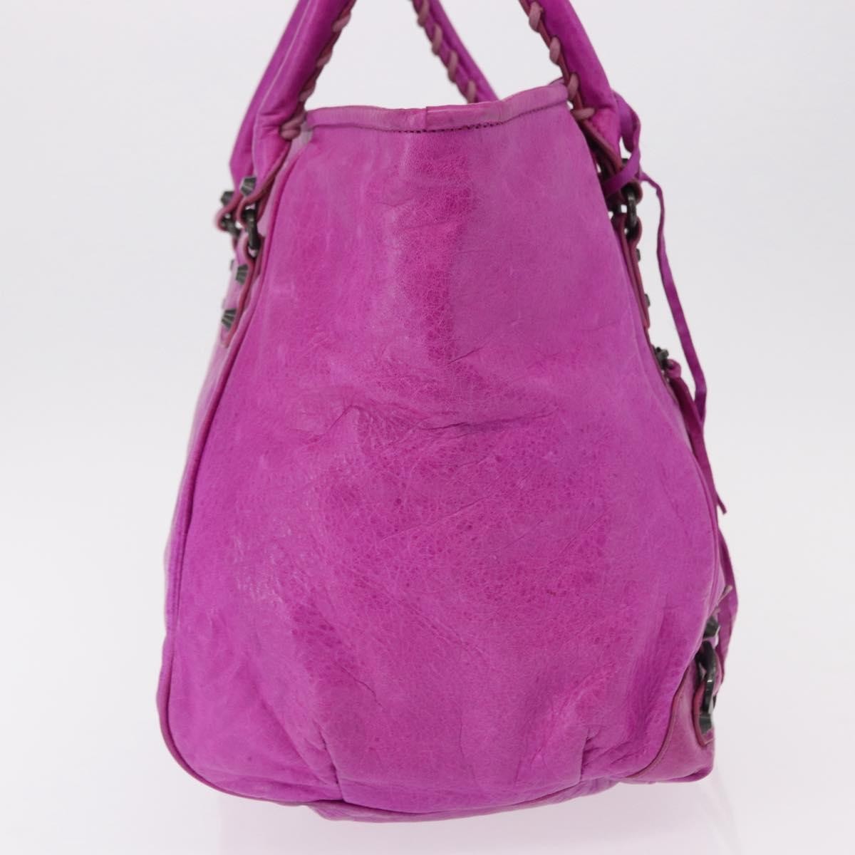 Balenciaga Classic Studs Sunday Tote Leather Purple Leather Handbag (Pre-Owned)