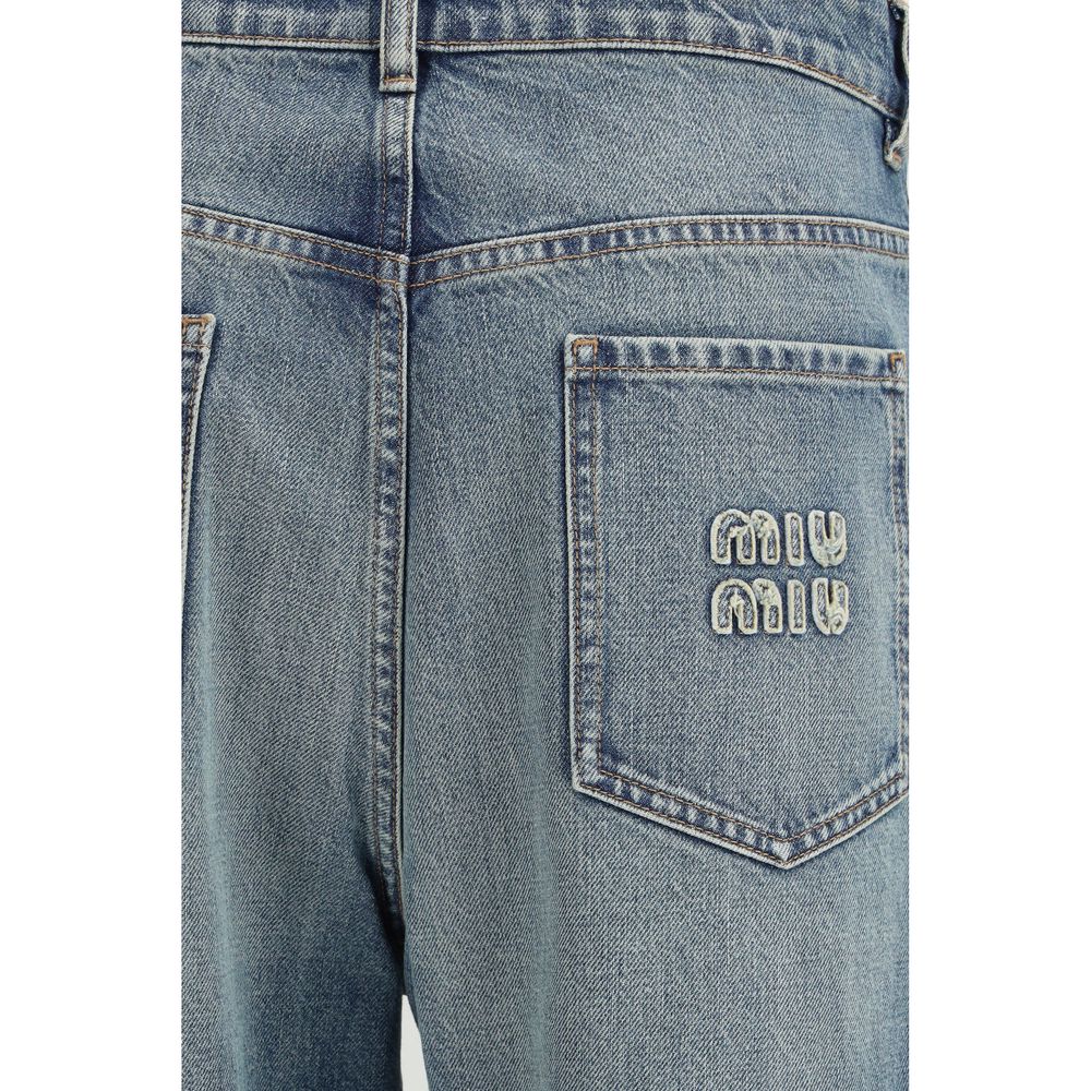 Miu Miu Blue Cotton Straight-Leg Women's Jeans