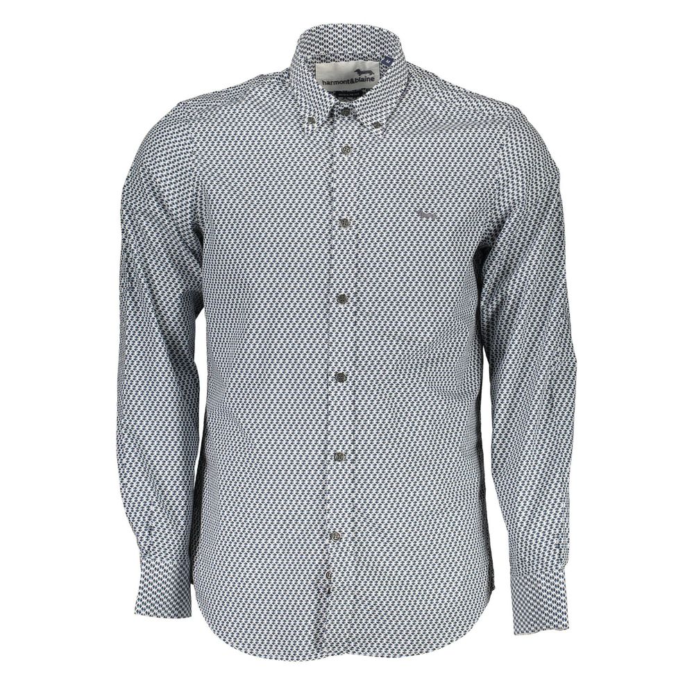 Harmont & Blaine Blue Cotton Pattern Men's Shirt