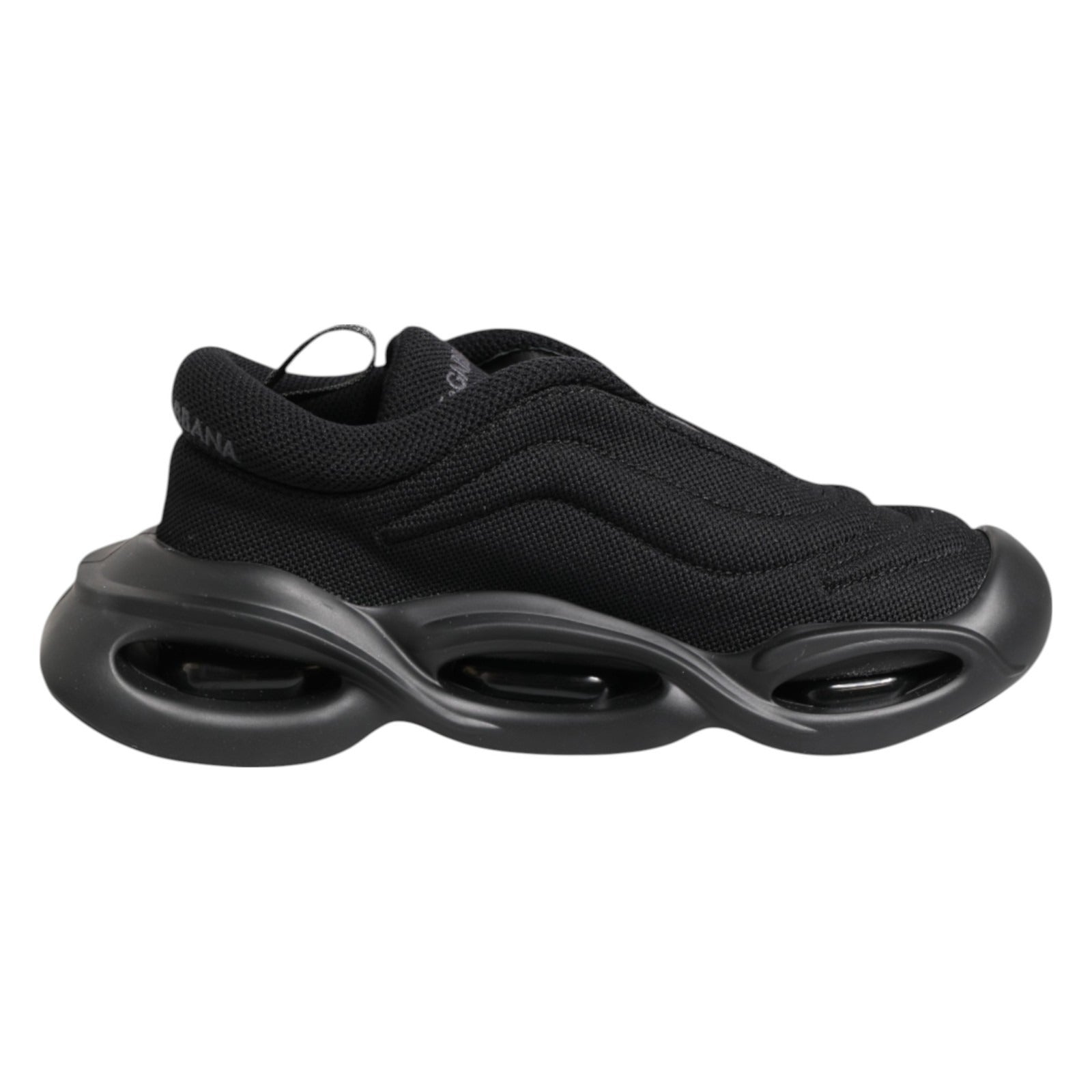 Dolce & Gabbana Black Slip On Low Top Wave Sneakers Women's Shoes