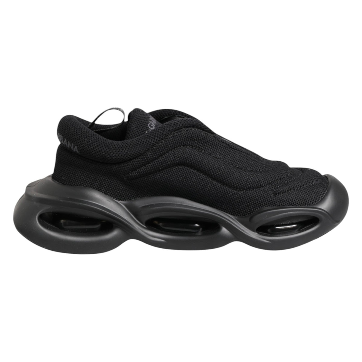 Dolce & Gabbana Black Slip On Low Top Wave Sneakers Women's Shoes