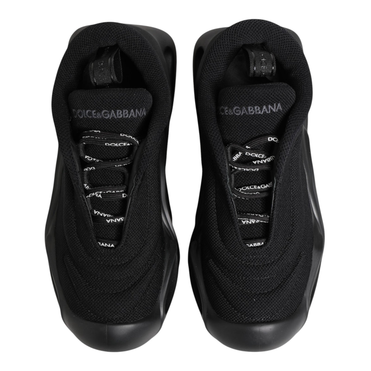 Dolce & Gabbana Black Slip On Low Top Wave Sneakers Women's Shoes