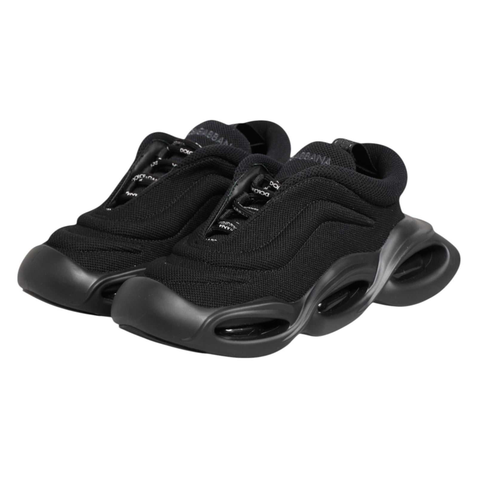 Dolce & Gabbana Black Slip On Low Top Wave Sneakers Women's Shoes