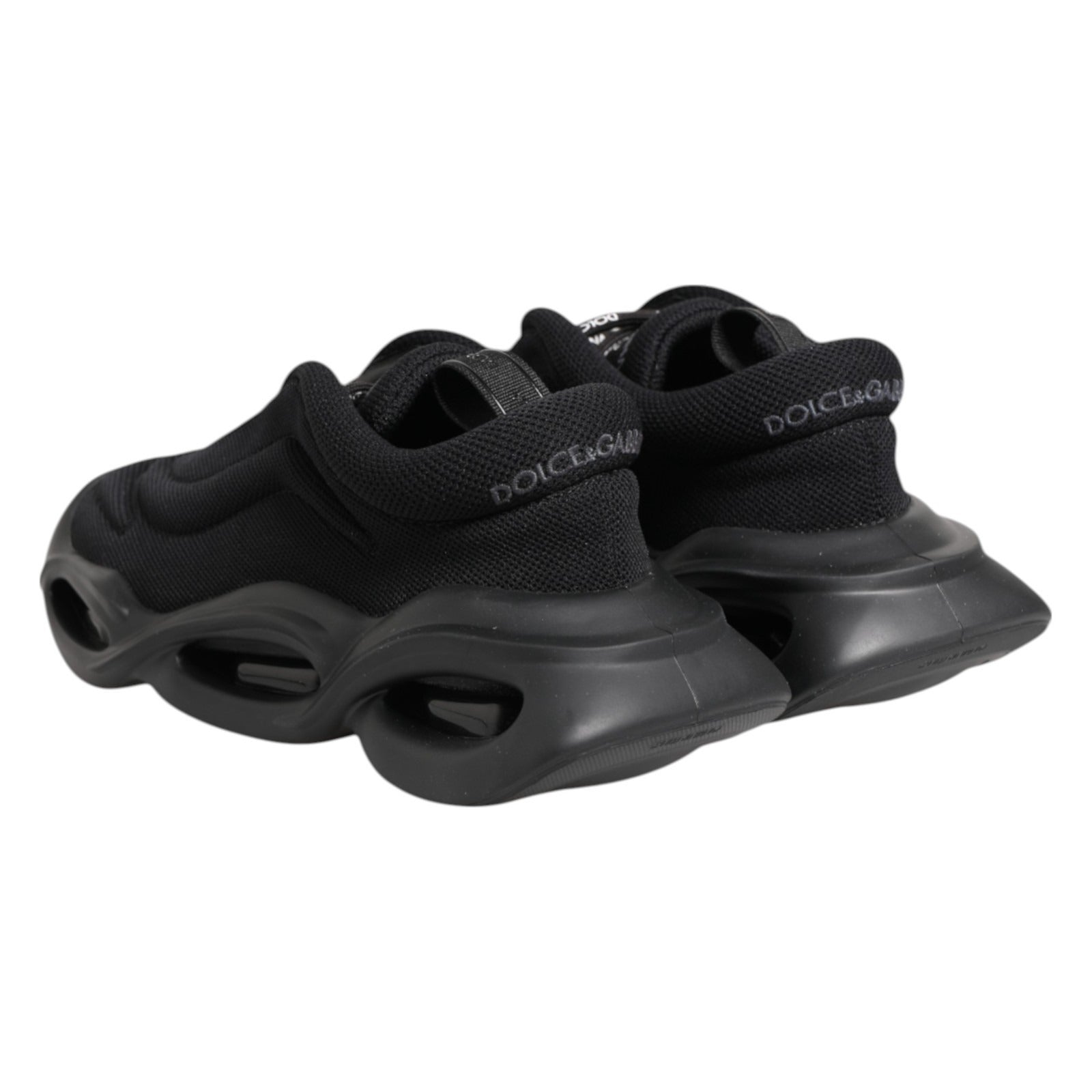 Dolce & Gabbana Black Slip On Low Top Wave Sneakers Women's Shoes