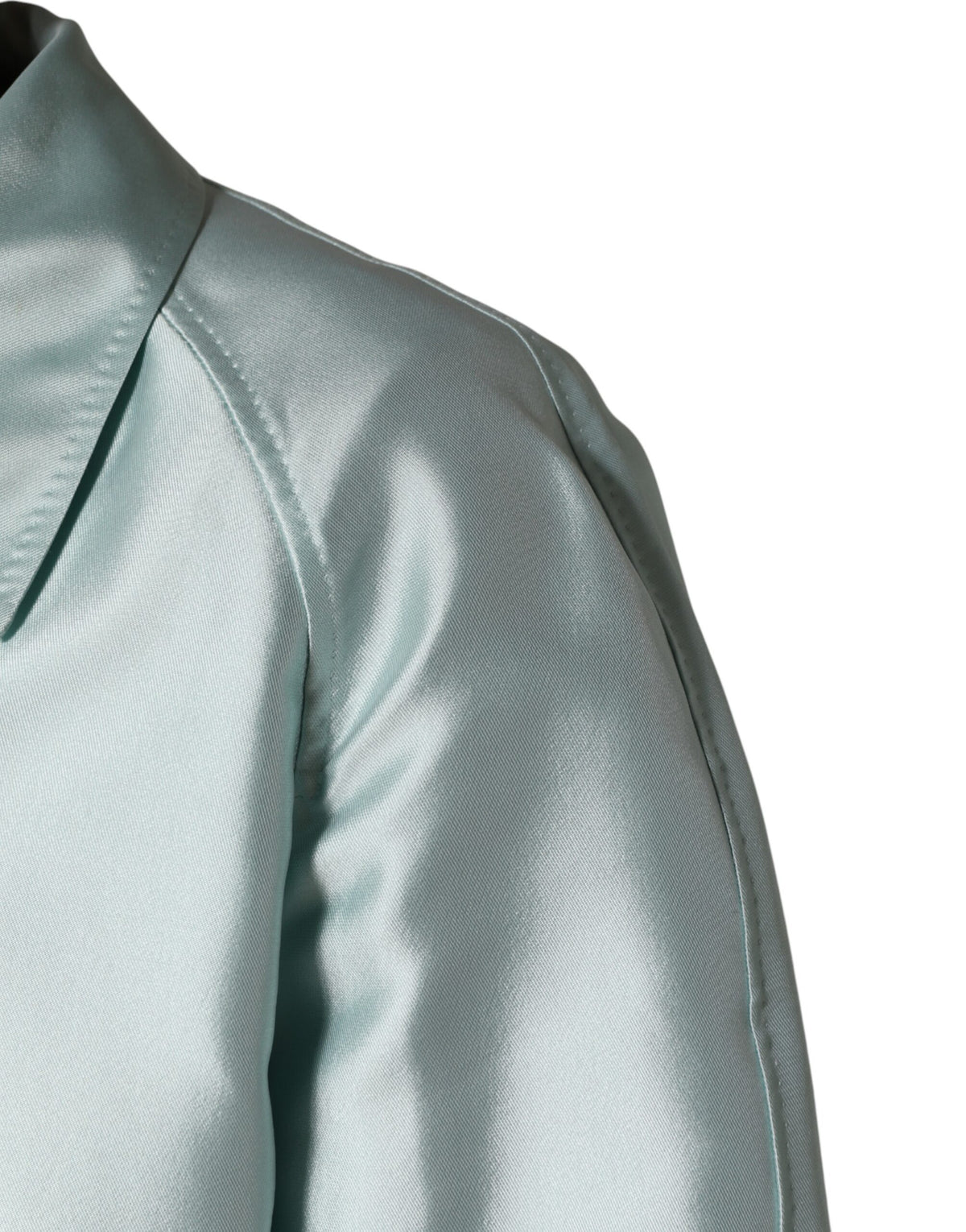 Dolce & Gabbana Teal Satin Collared Long Trench Coat Men's Jacket (Pre-Owned)