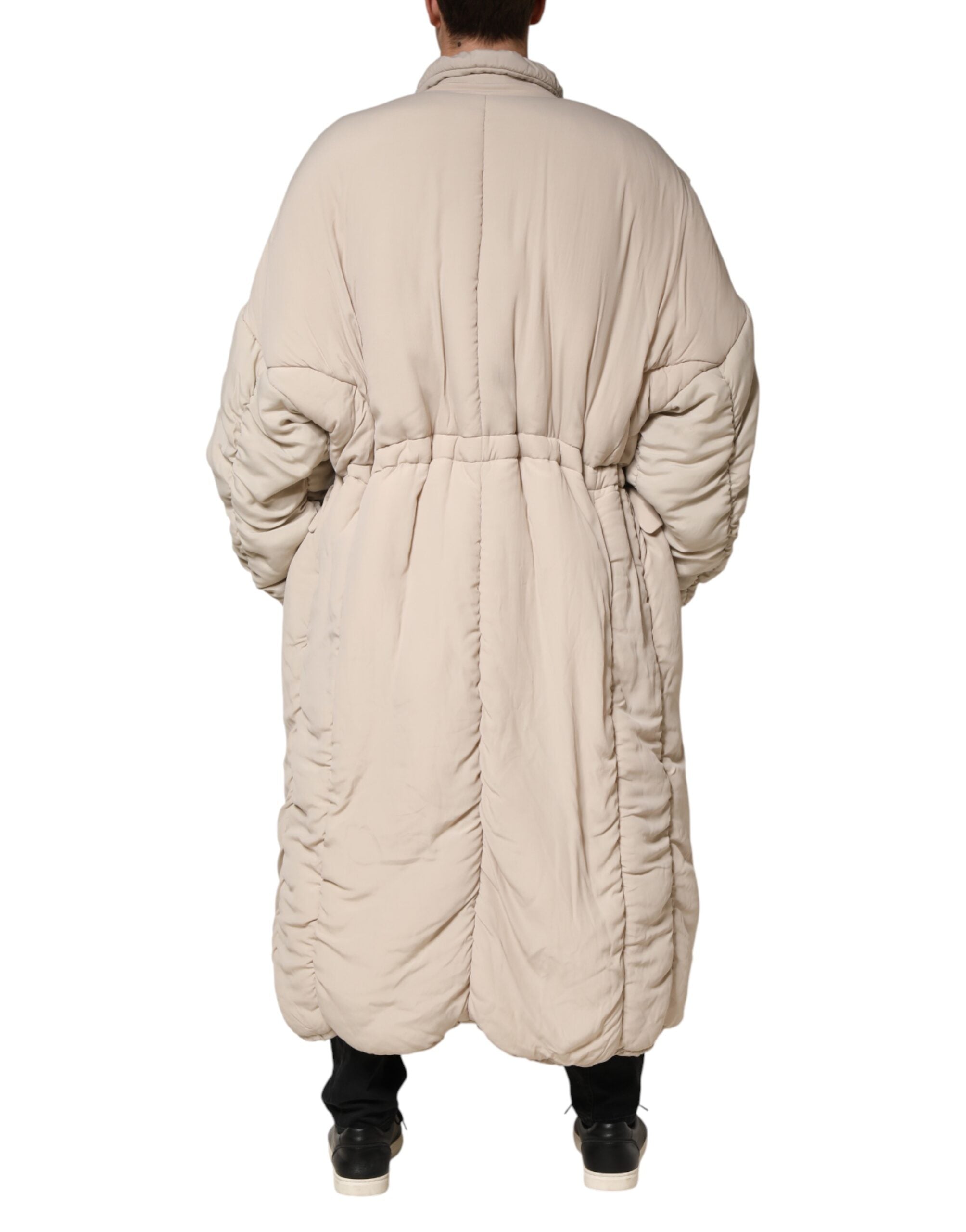 Dolce & Gabbana Beige Padded Collared Long Trench Coat Men's Jacket (Pre-Owned)