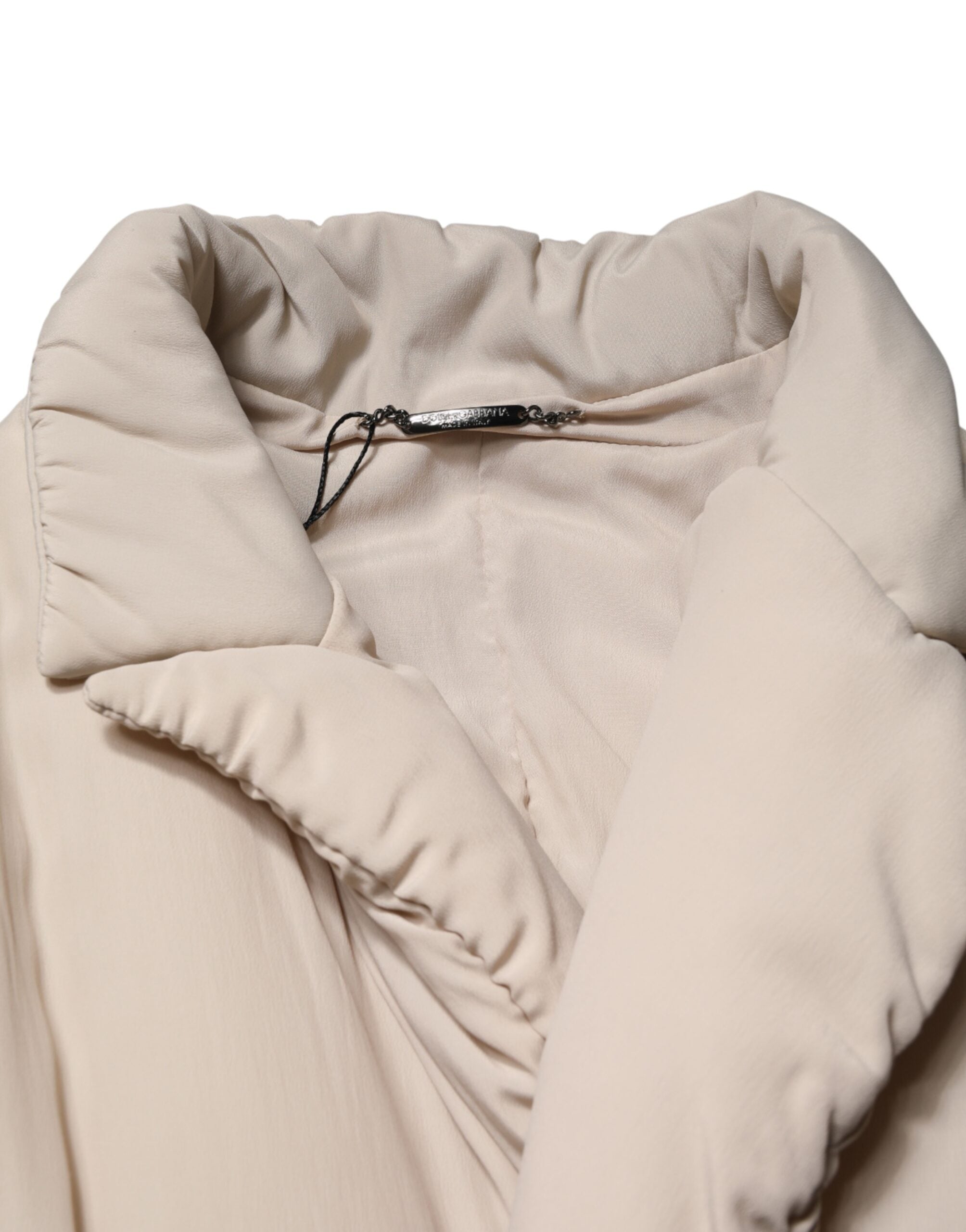 Dolce & Gabbana Beige Padded Collared Long Trench Coat Men's Jacket (Pre-Owned)