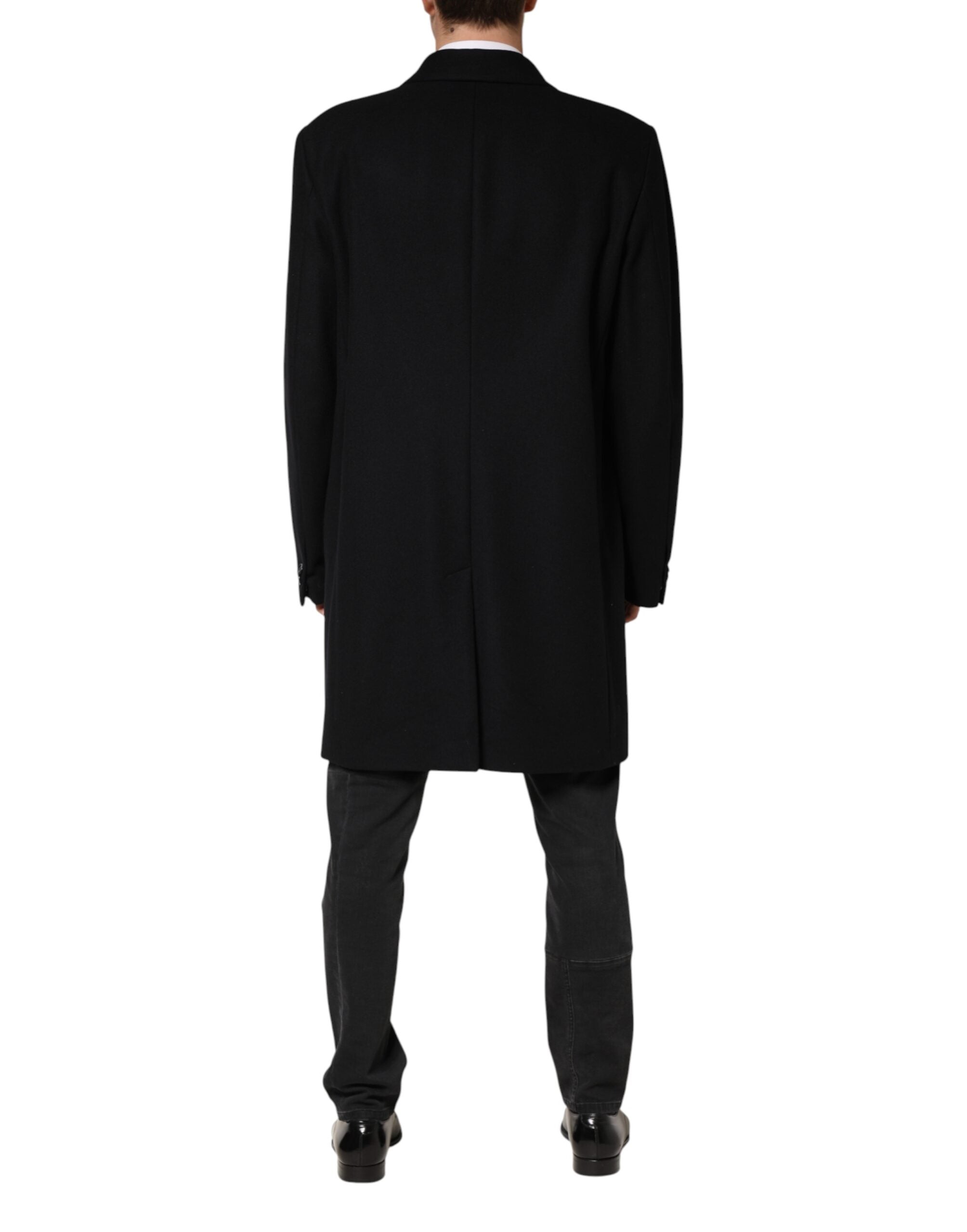 Dolce & Gabbana Black Wool Single Breasted Long Coat Men's Jacket