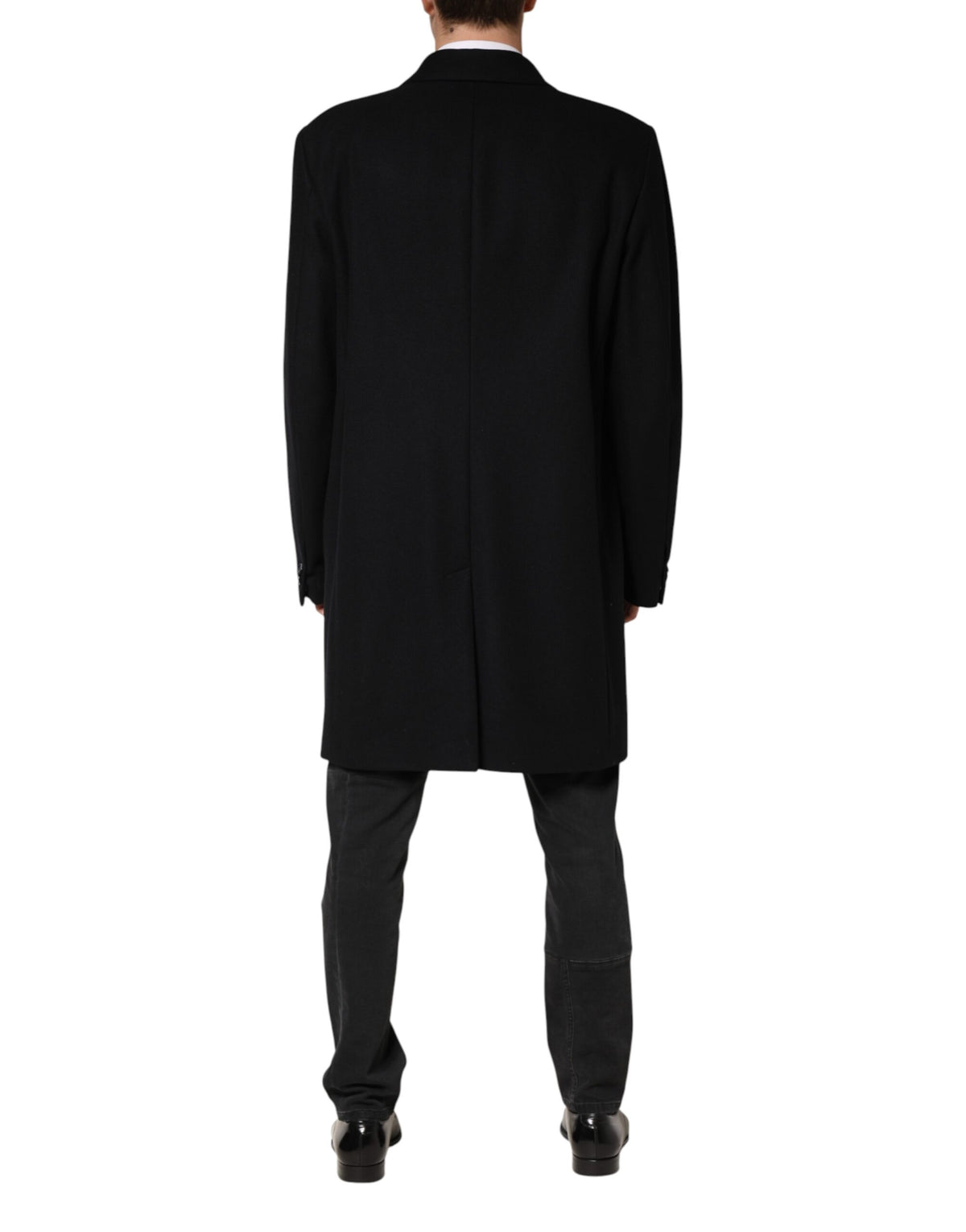 Dolce & Gabbana Black Wool Single Breasted Long Coat Men's Jacket
