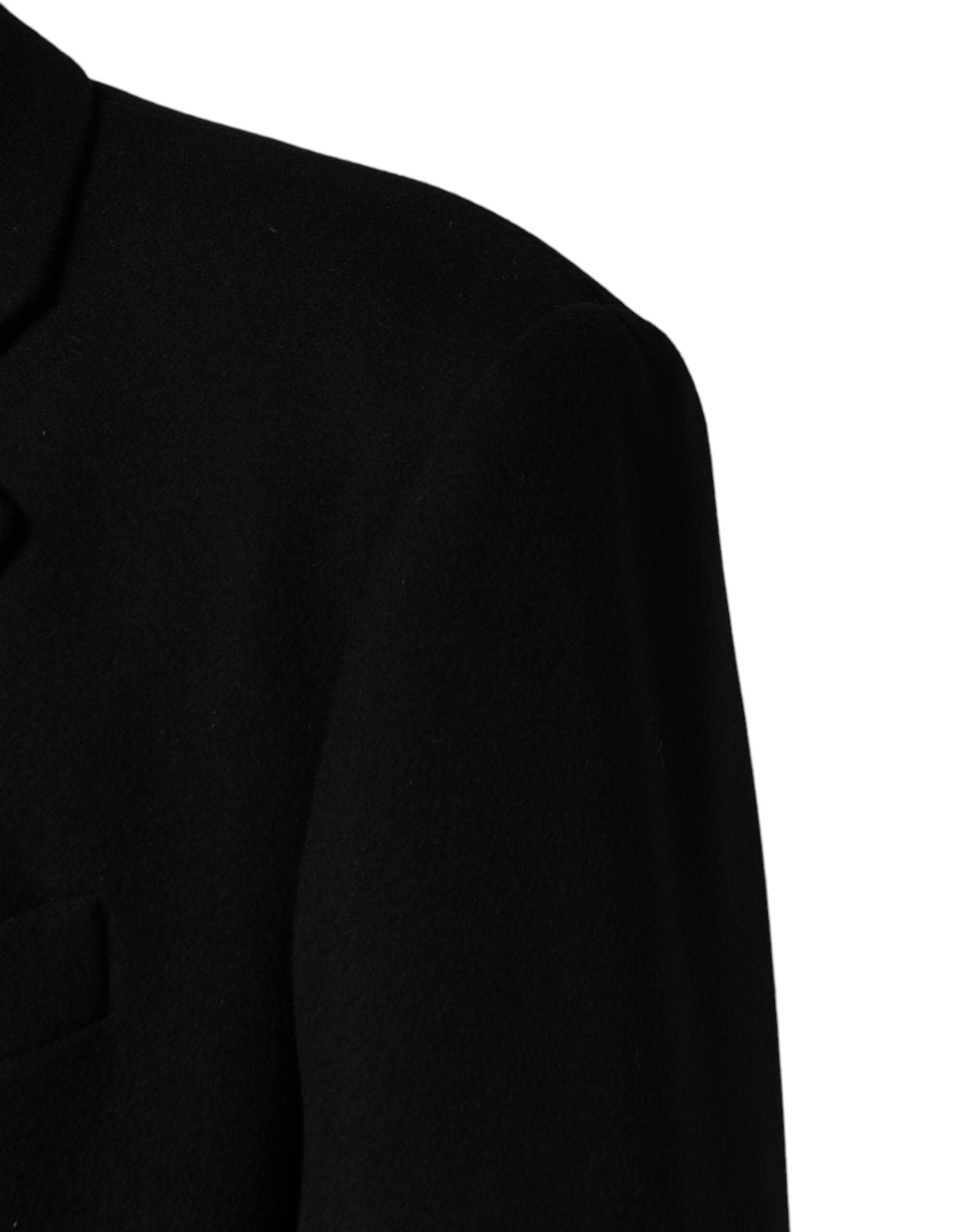 Dolce & Gabbana Black Wool Single Breasted Long Coat Men's Jacket