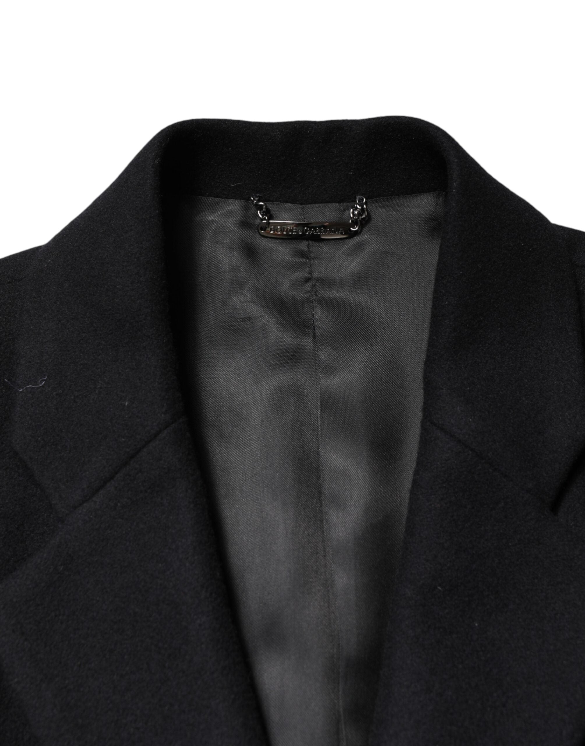 Dolce & Gabbana Black Wool Single Breasted Long Coat Men's Jacket