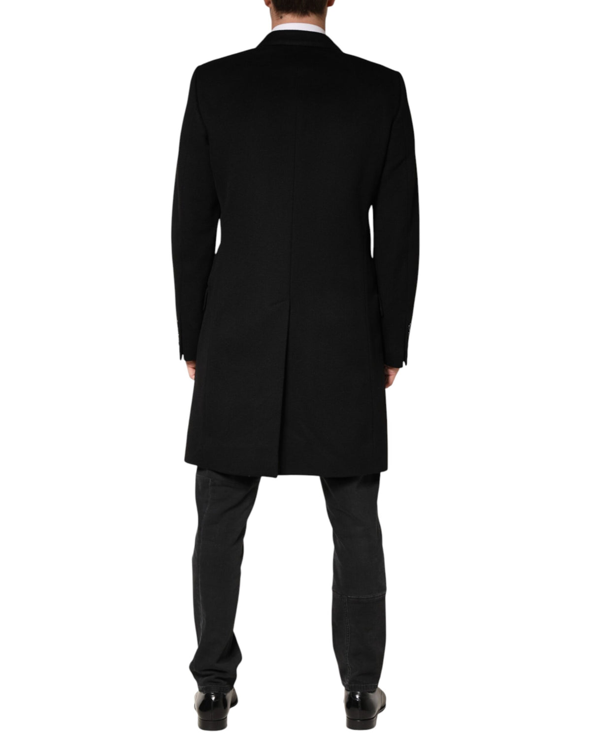 Dolce & Gabbana Black Wool Double Breasted TrenchCoat Men's Jacket
