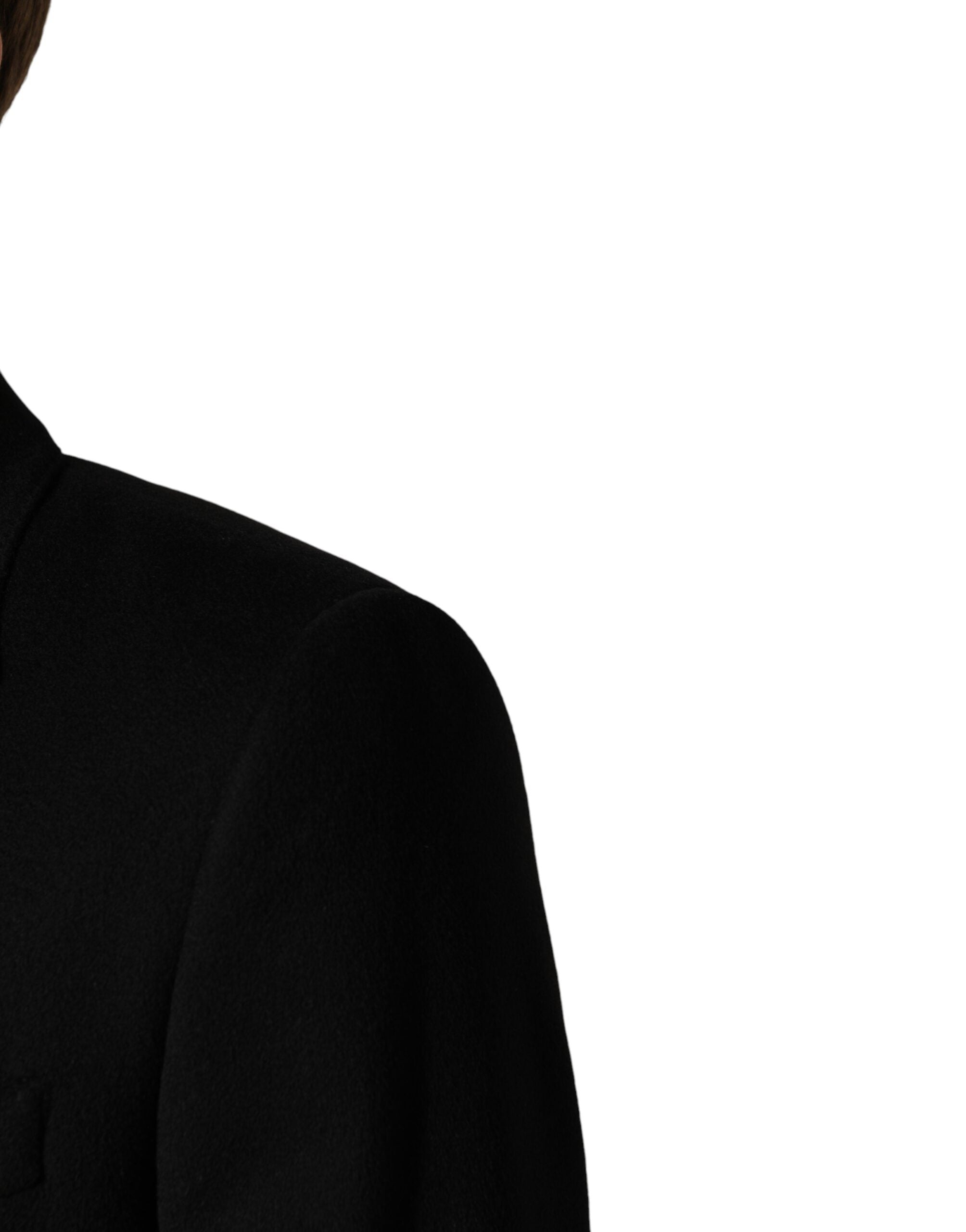 Dolce & Gabbana Black Wool Double Breasted TrenchCoat Men's Jacket