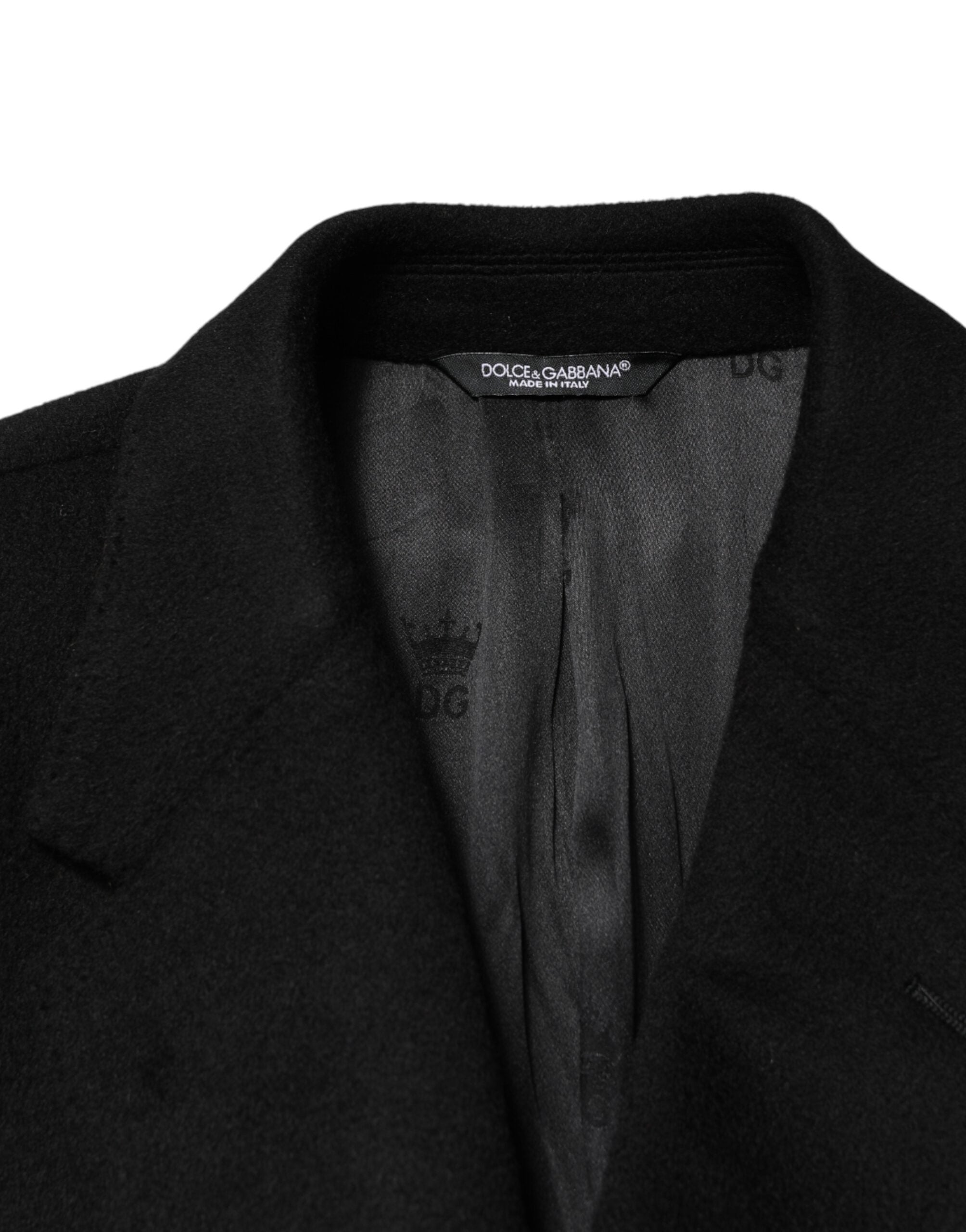 Dolce & Gabbana Black Wool Double Breasted TrenchCoat Men's Jacket