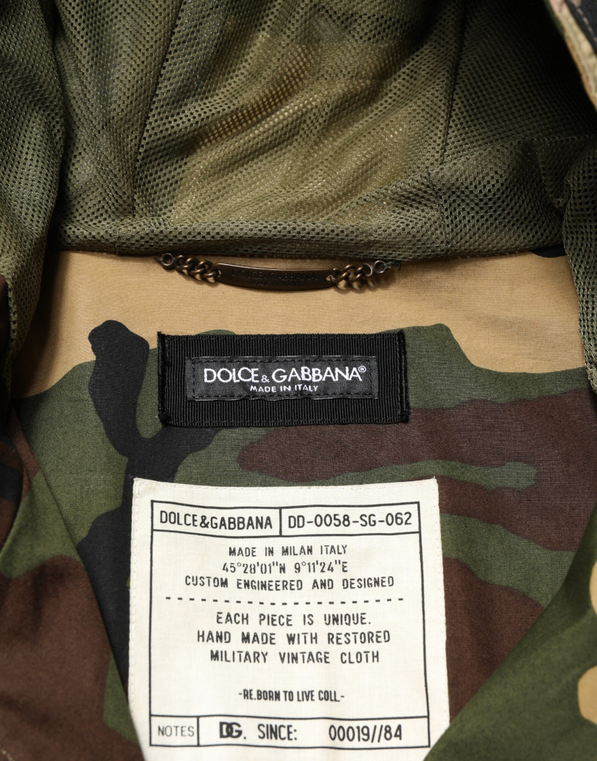 Dolce & Gabbana Multicolor Camouflage Hooded RainCoat Men's Jacket (Pre-Owned)