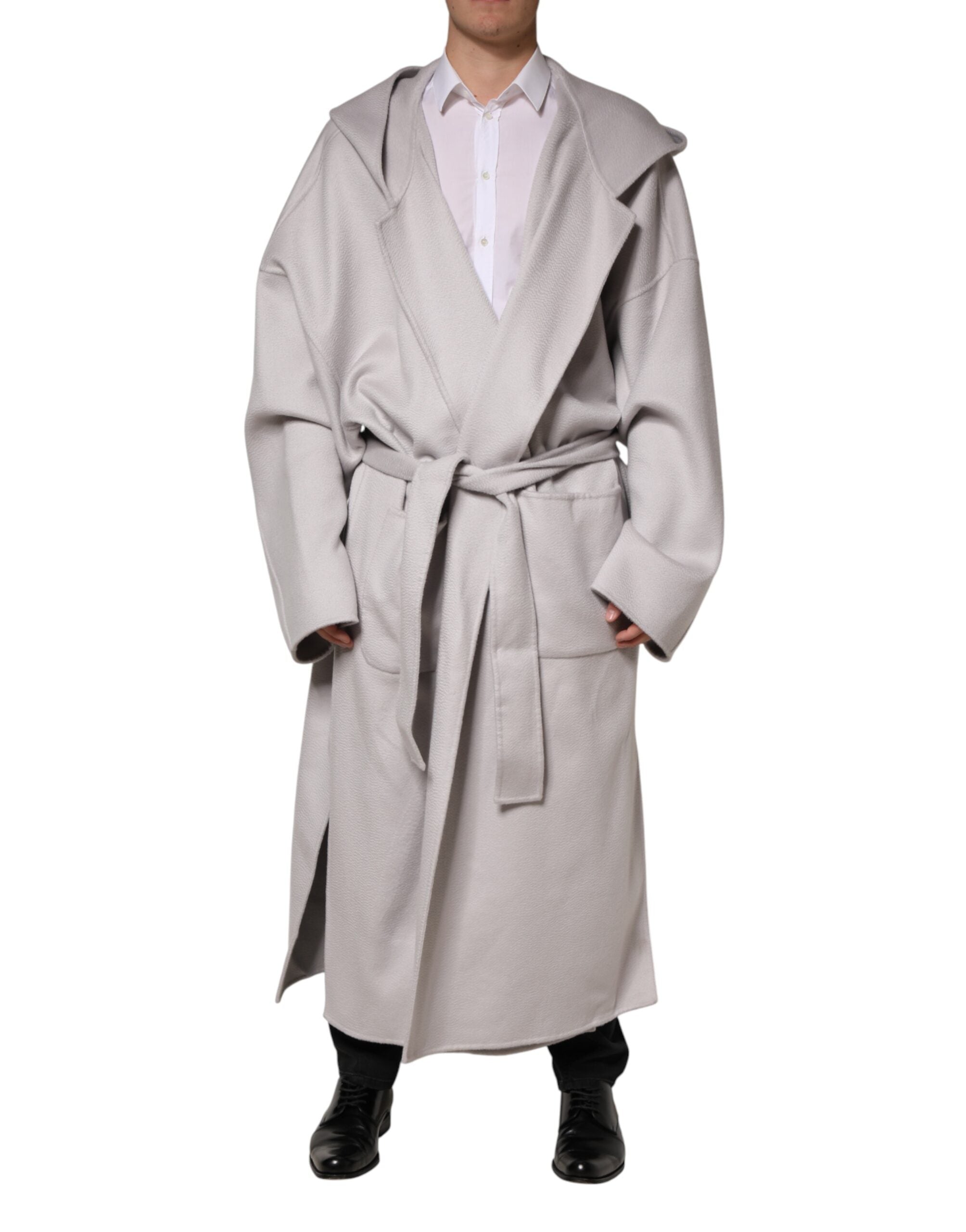 Dolce & Gabbana Off White Belted Long Trench Coat Men Men's Jacket