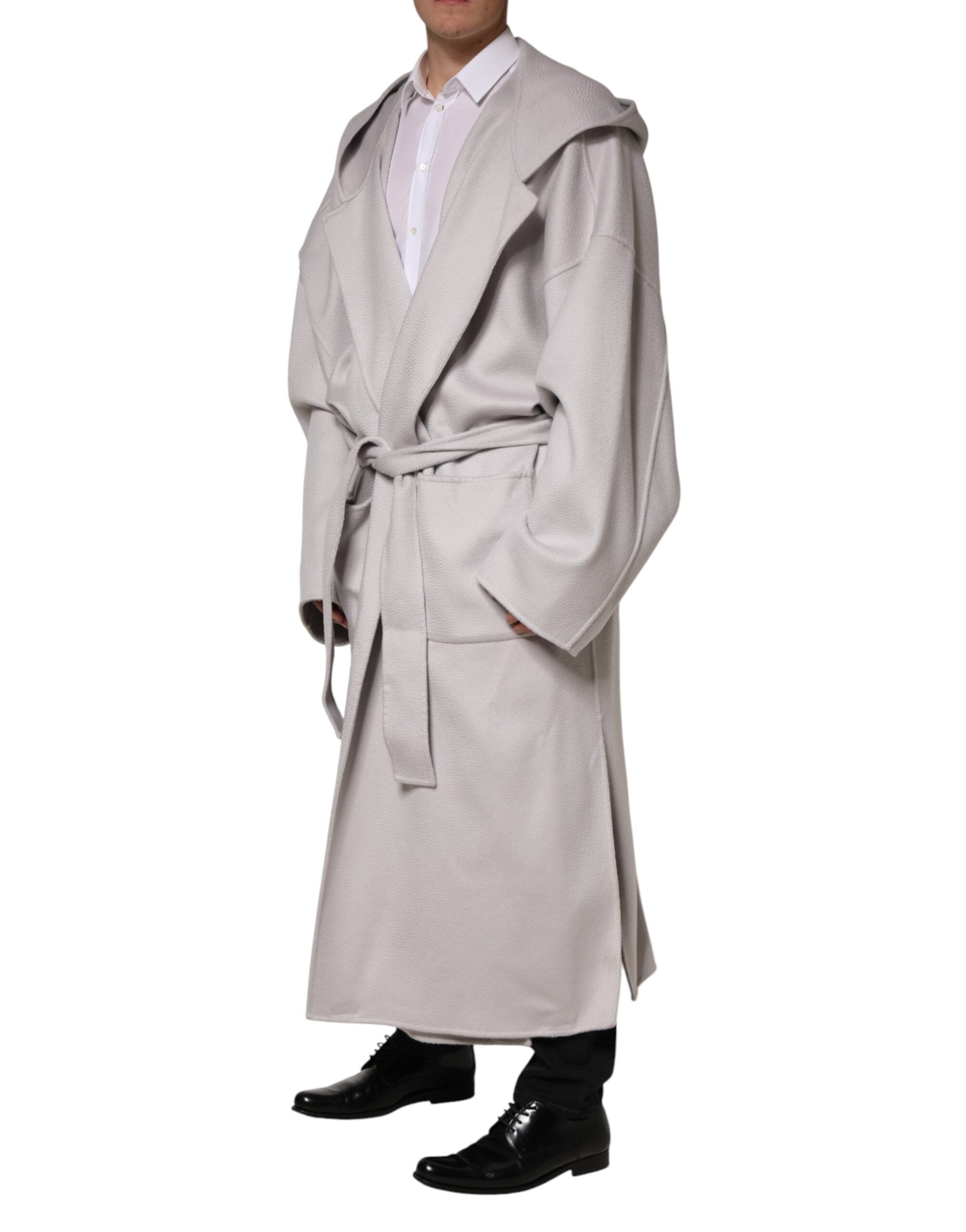 Dolce & Gabbana Off White Belted Long Trench Coat Men Men's Jacket