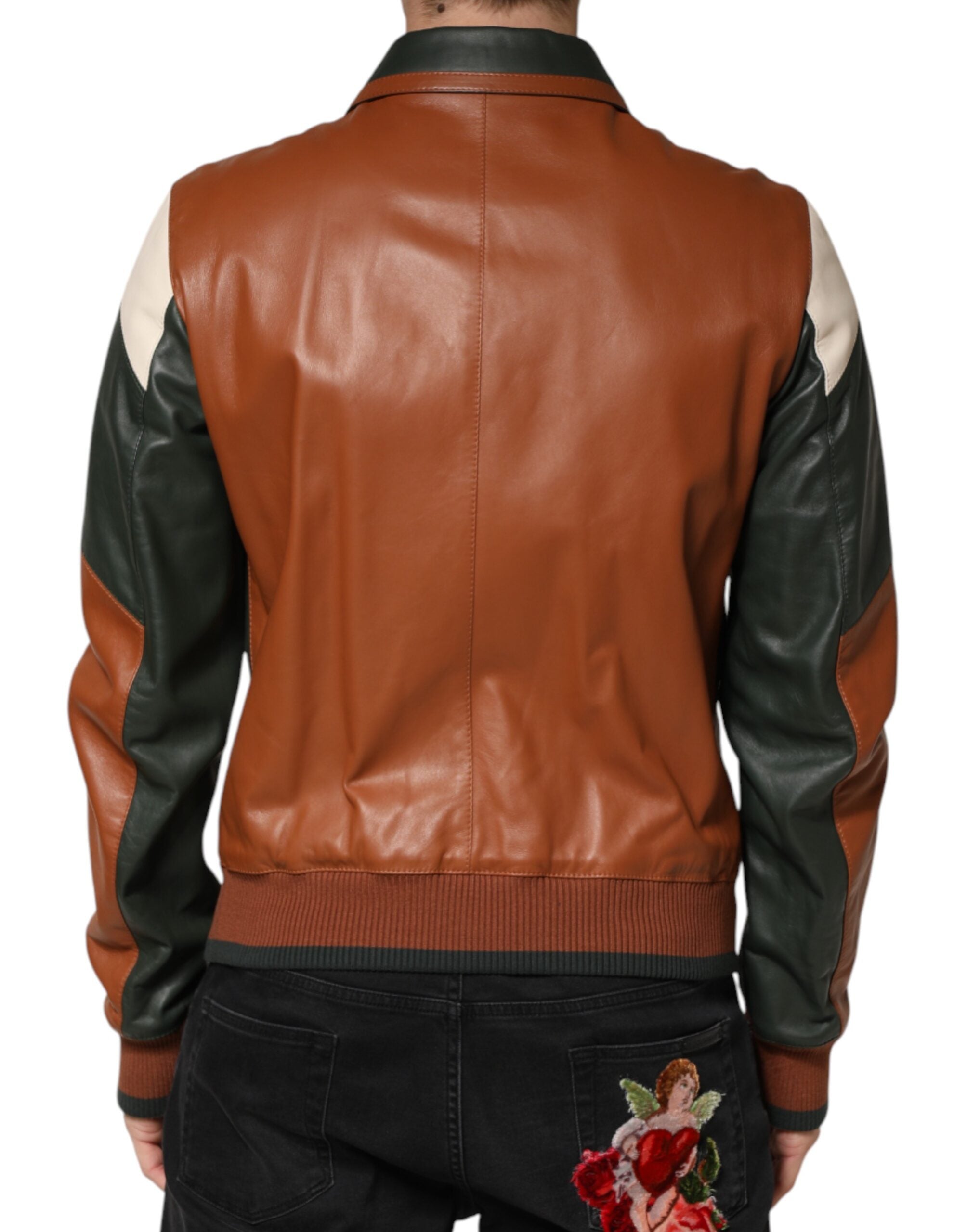 Dolce & Gabbana Multicolor Leather Full Zip men Biker Men's Jacket