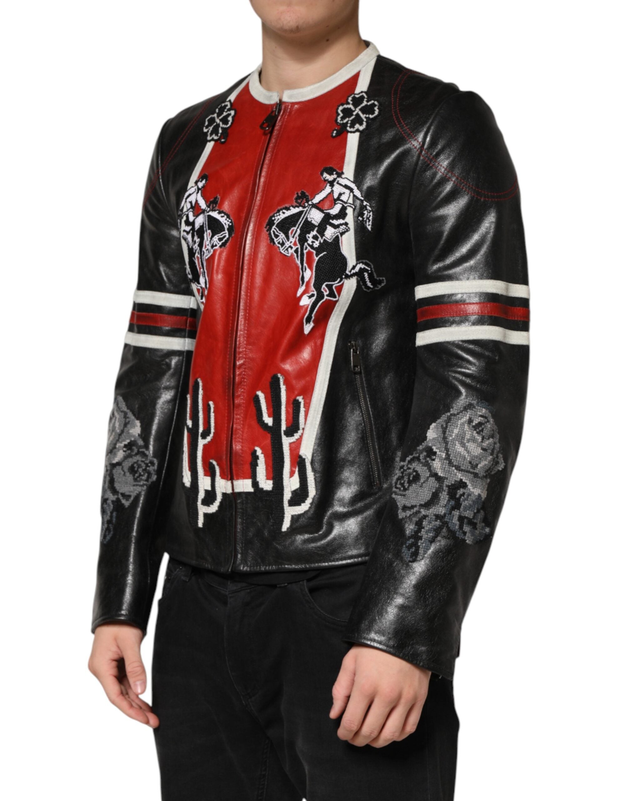Dolce & Gabbana Multicolor Guns n' Roses Full Zip Men Biker Men's Jacket
