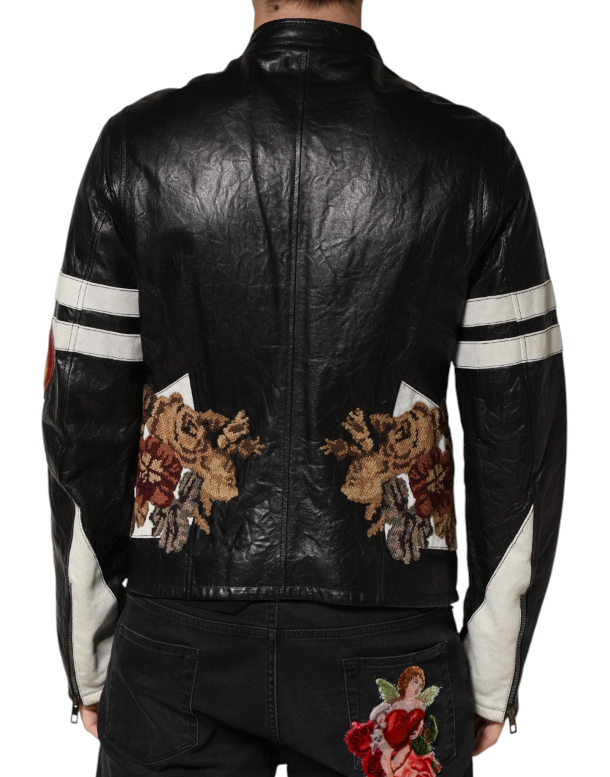 Dolce & Gabbana Black Guns n' Roses FullZip Men Biker Men's Jacket