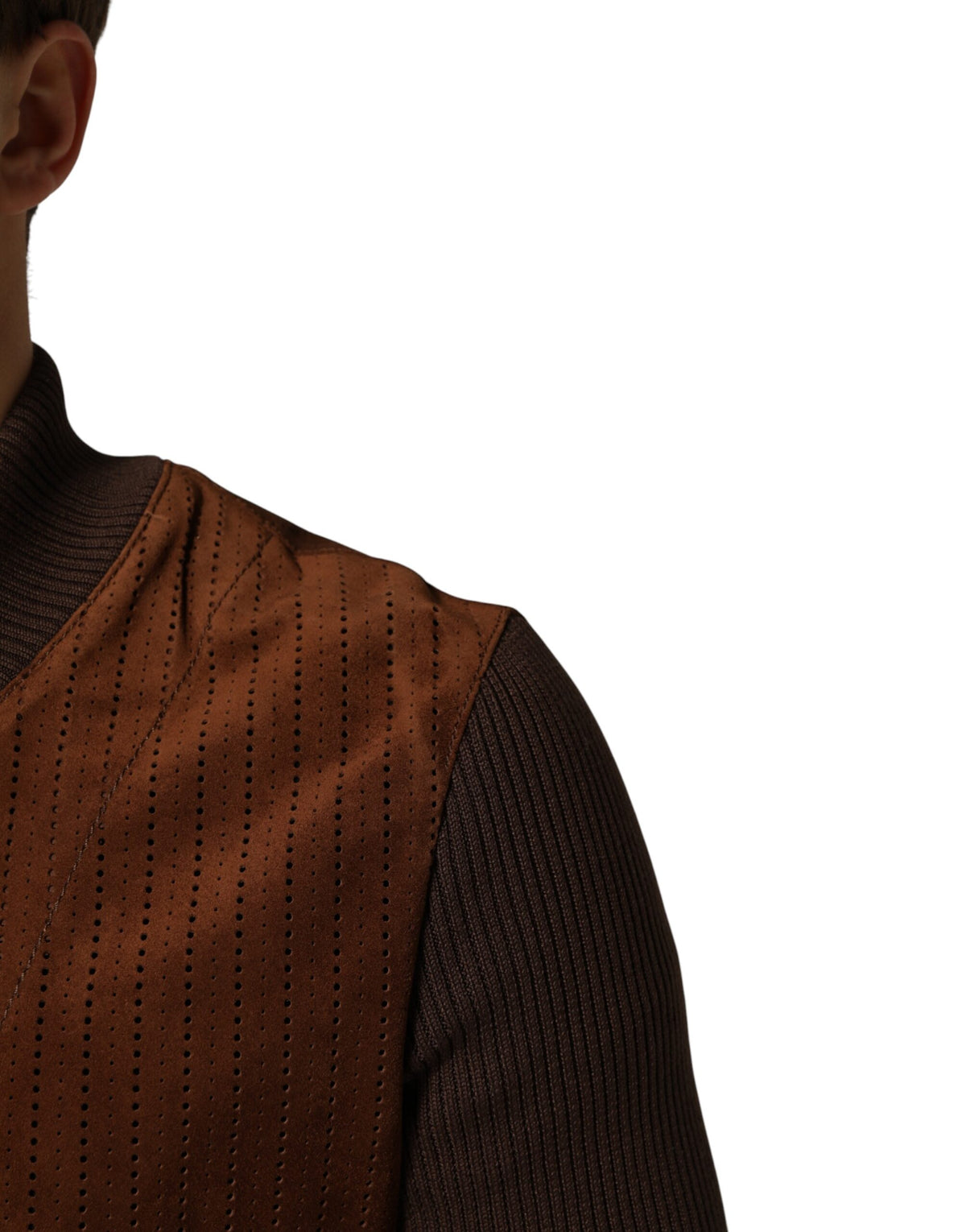 Dolce & Gabbana Brown Velvet Calfskin Full Zip Biker Men's Jacket