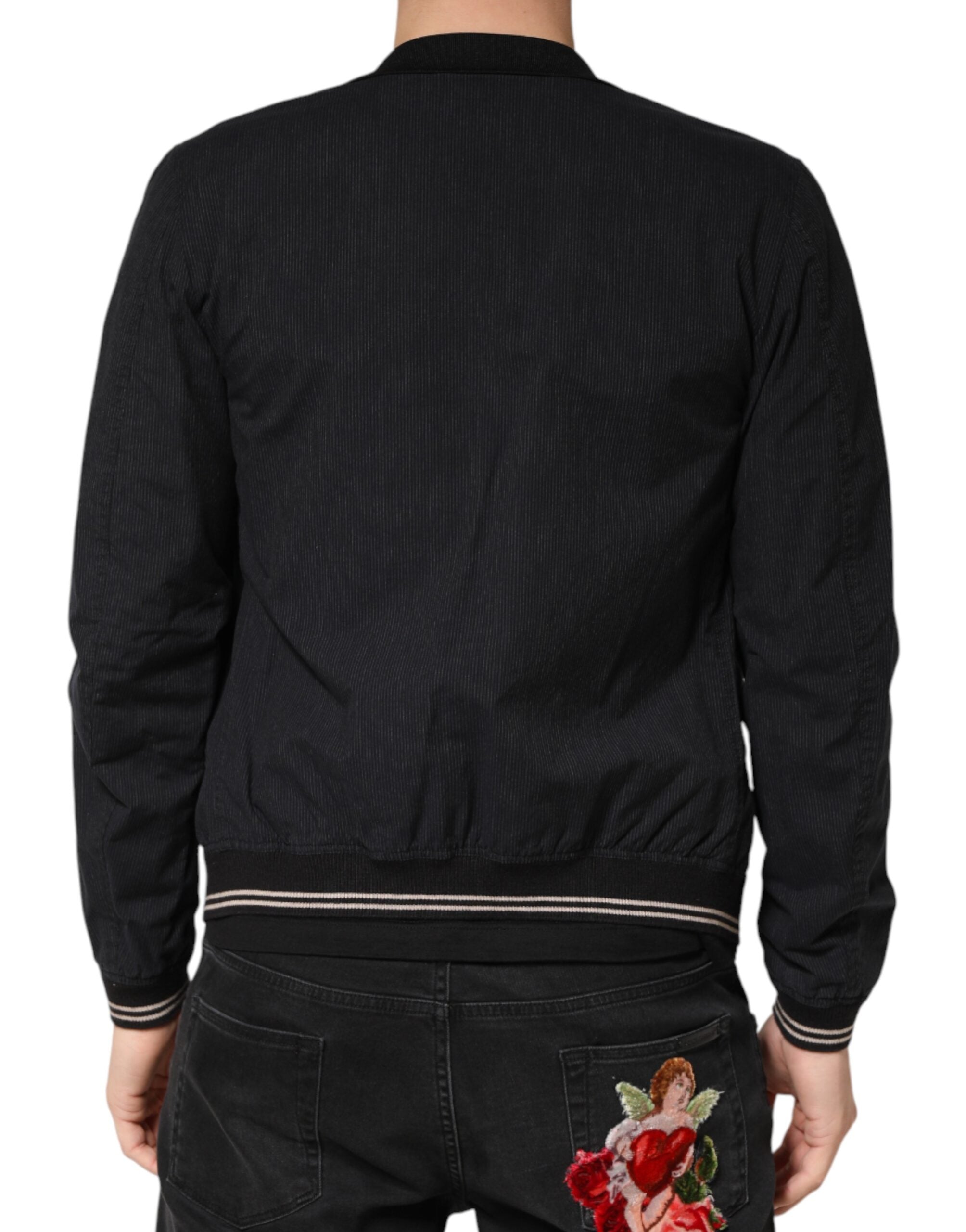 Dolce & Gabbana Dark Blue Cotton Full Zip Bomber Men Men's Jacket