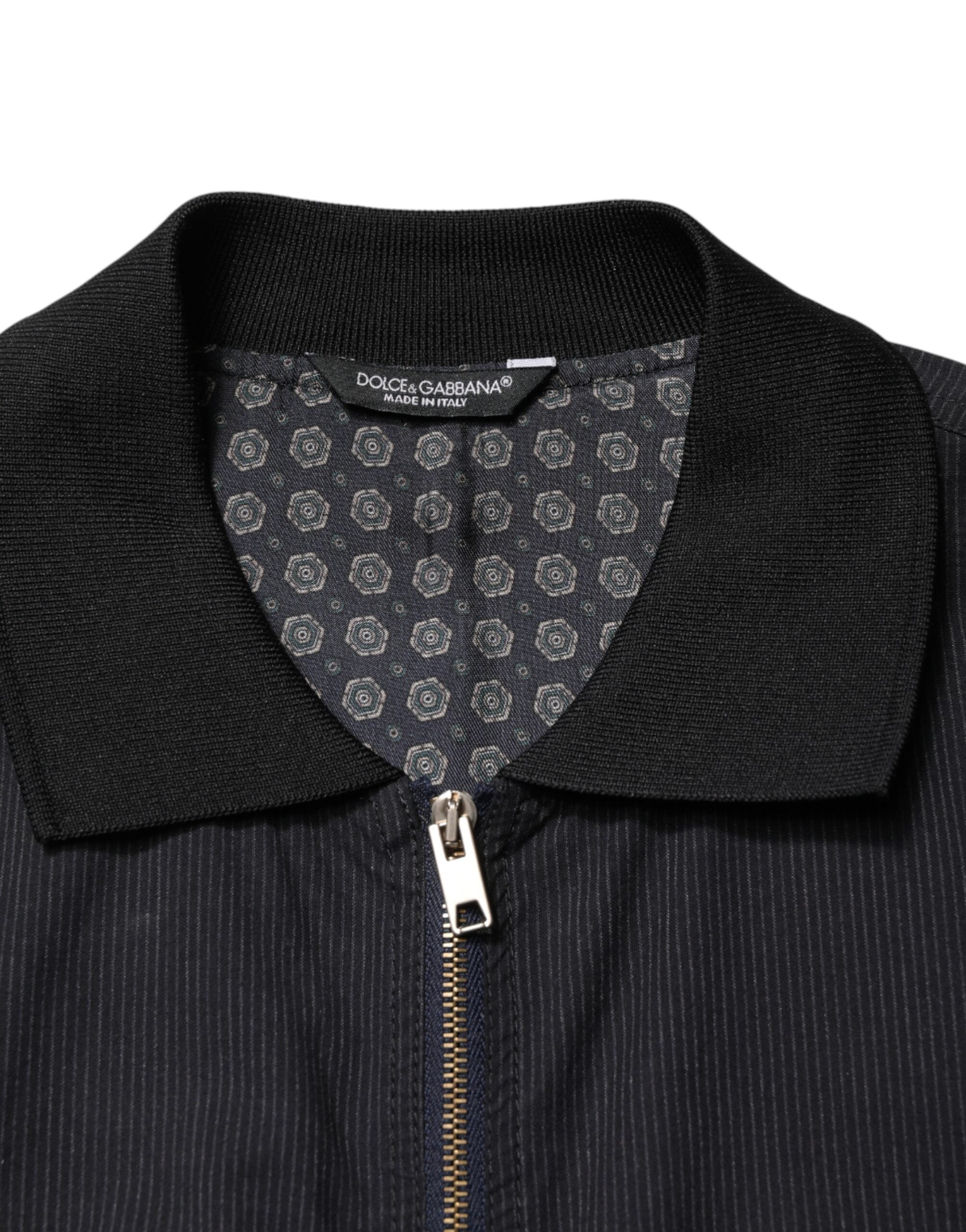 Dolce & Gabbana Dark Blue Cotton Full Zip Bomber Men Men's Jacket