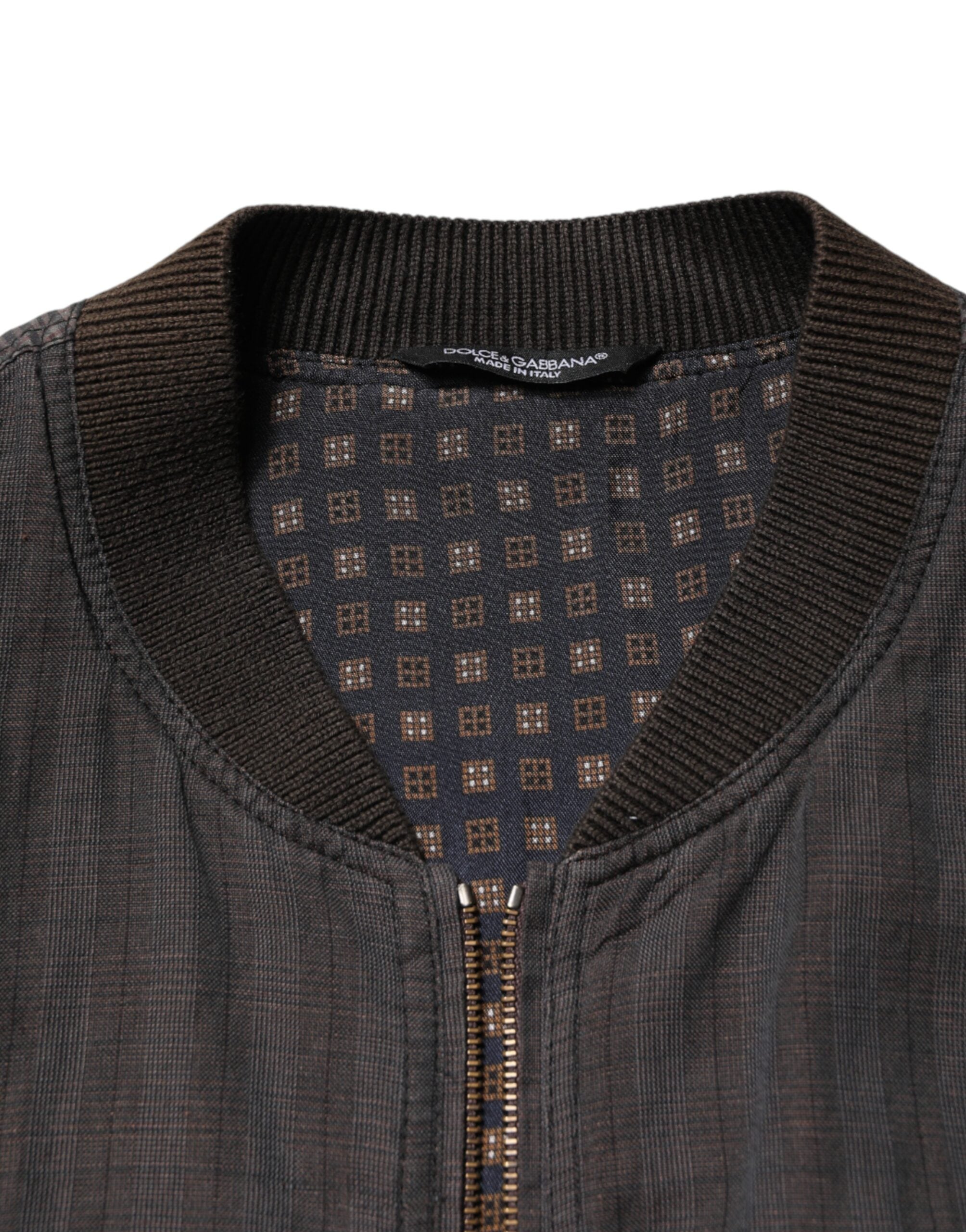 Dolce & Gabbana Black Stripes Cotton Full Zip Bomber Men's Jacket