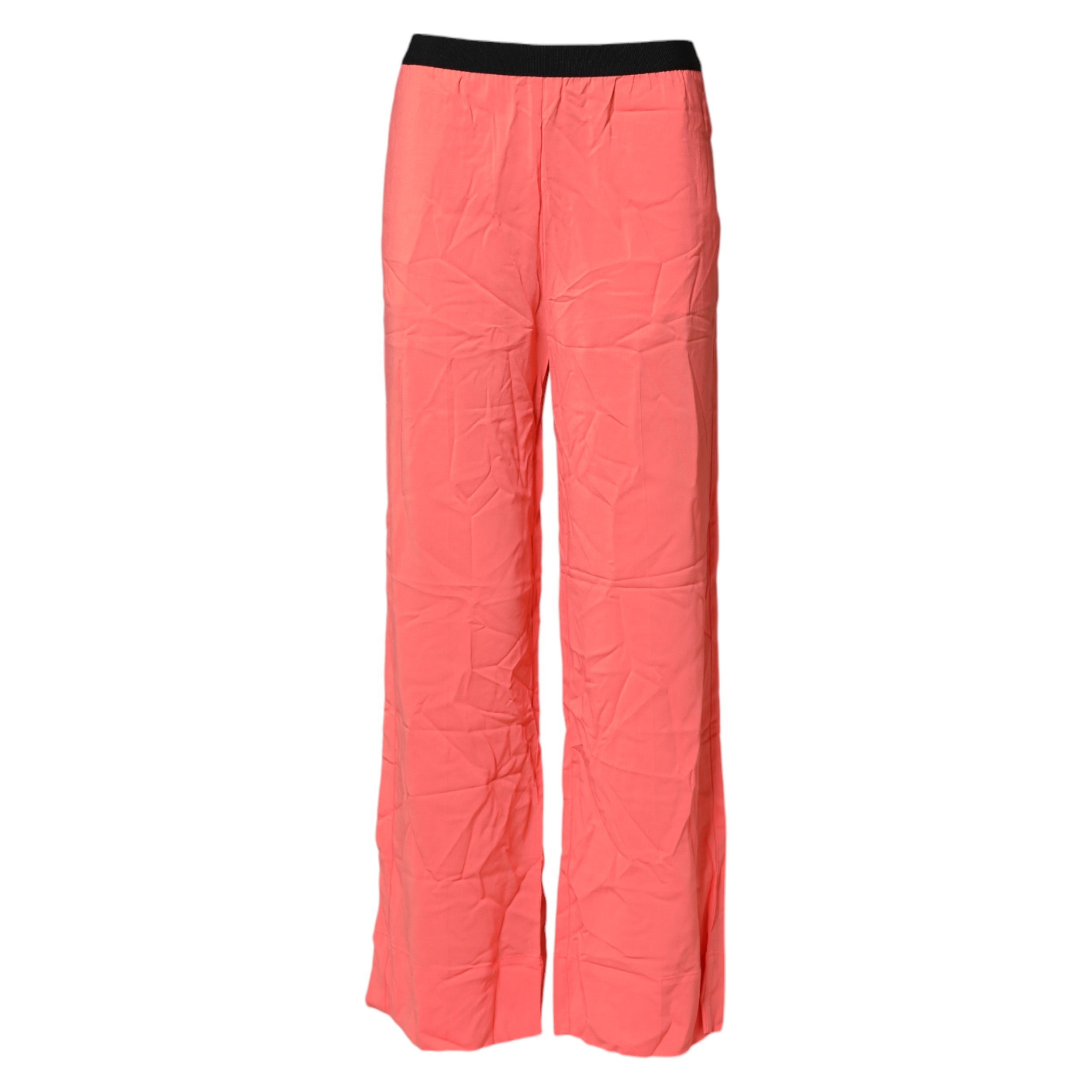 Jucca Neon Pink High Waist Straight Wide Leg Trouser Women's Pants