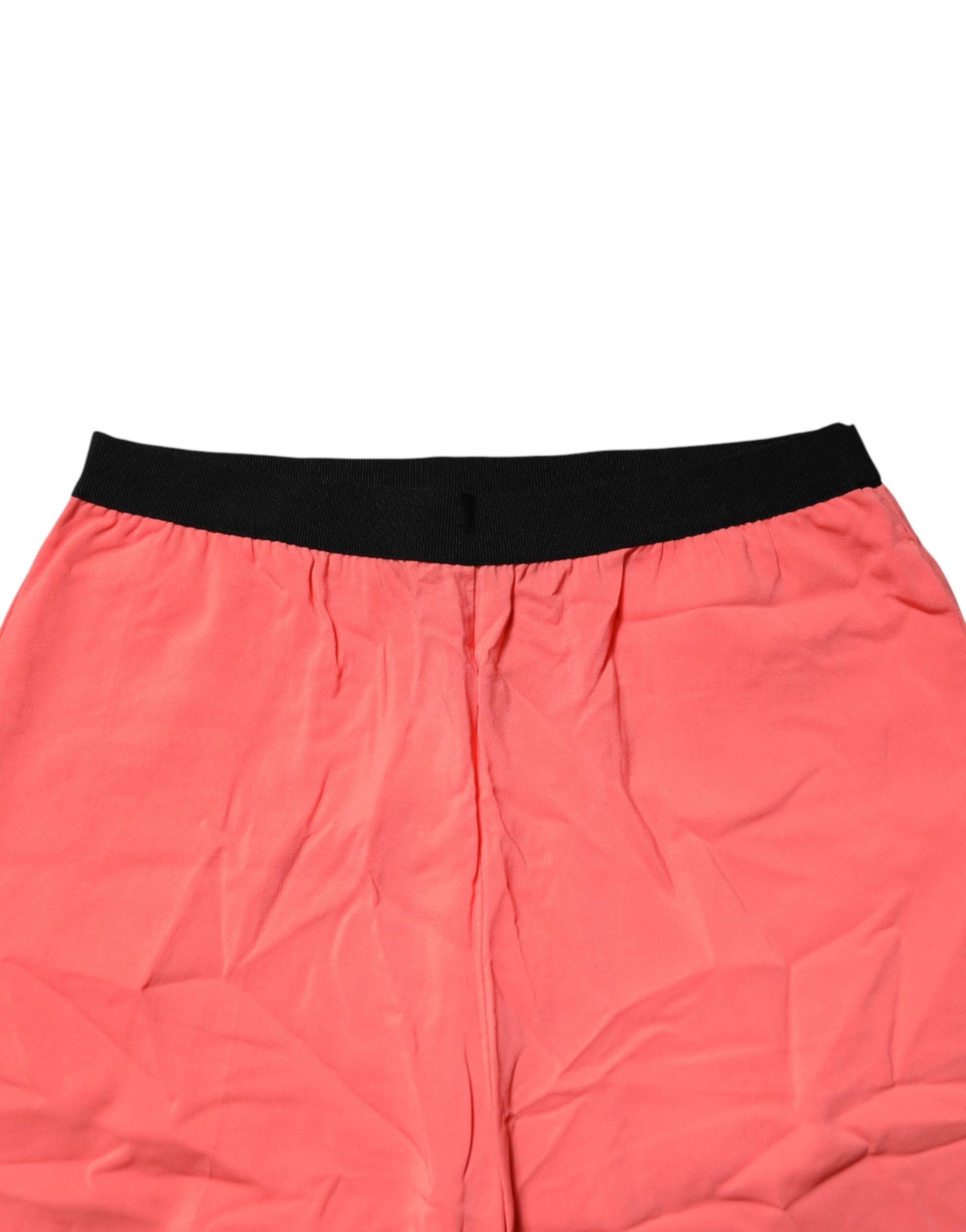 Jucca Neon Pink High Waist Straight Wide Leg Trouser Women's Pants
