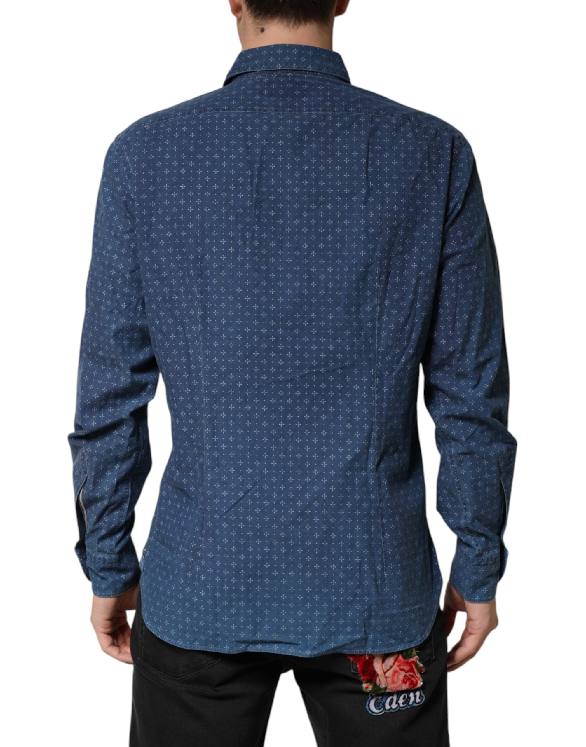 Orian 1968 Blue Button Down Long Sleeves Men Men's Shirt