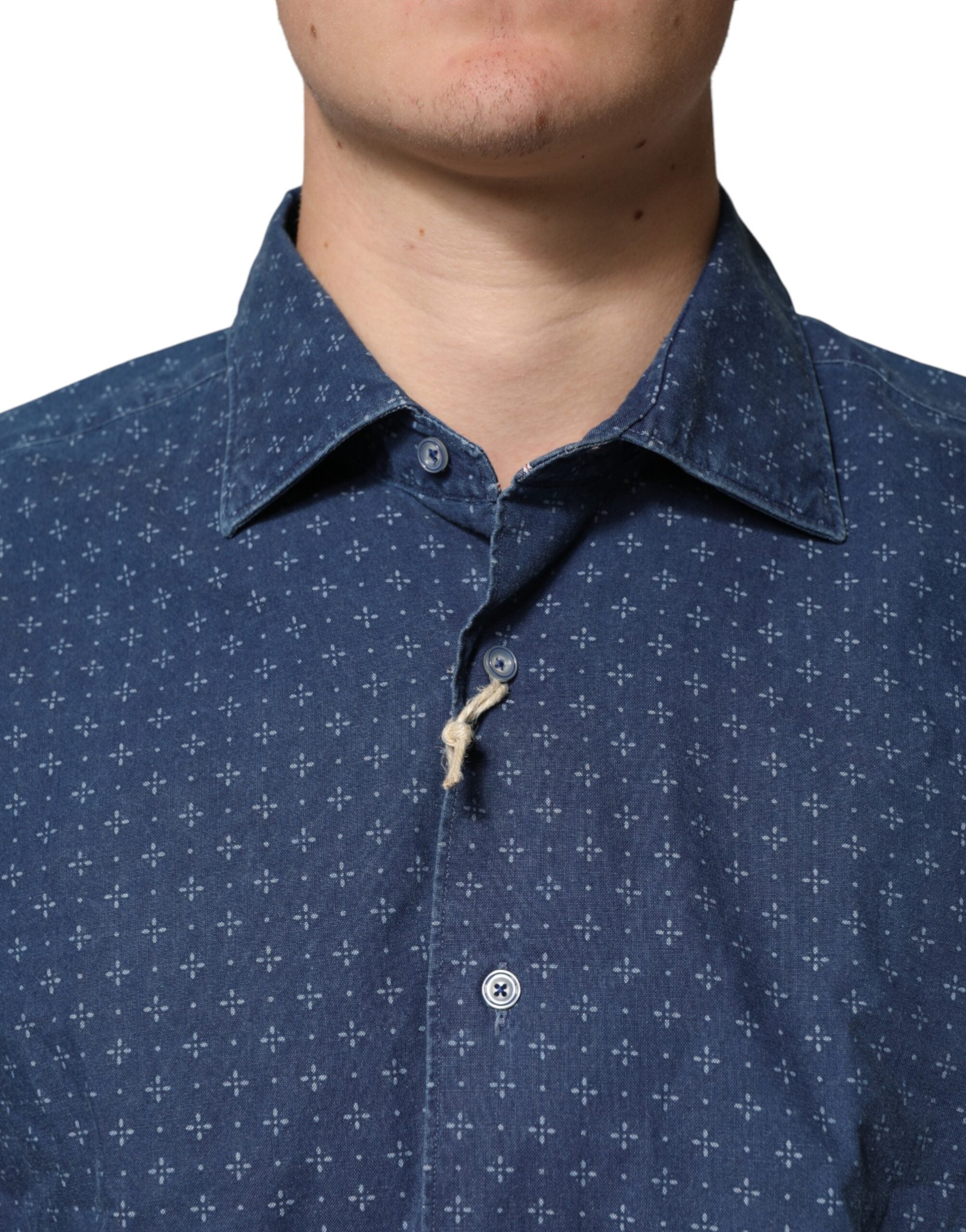 Orian 1968 Blue Button Down Long Sleeves Men Men's Shirt
