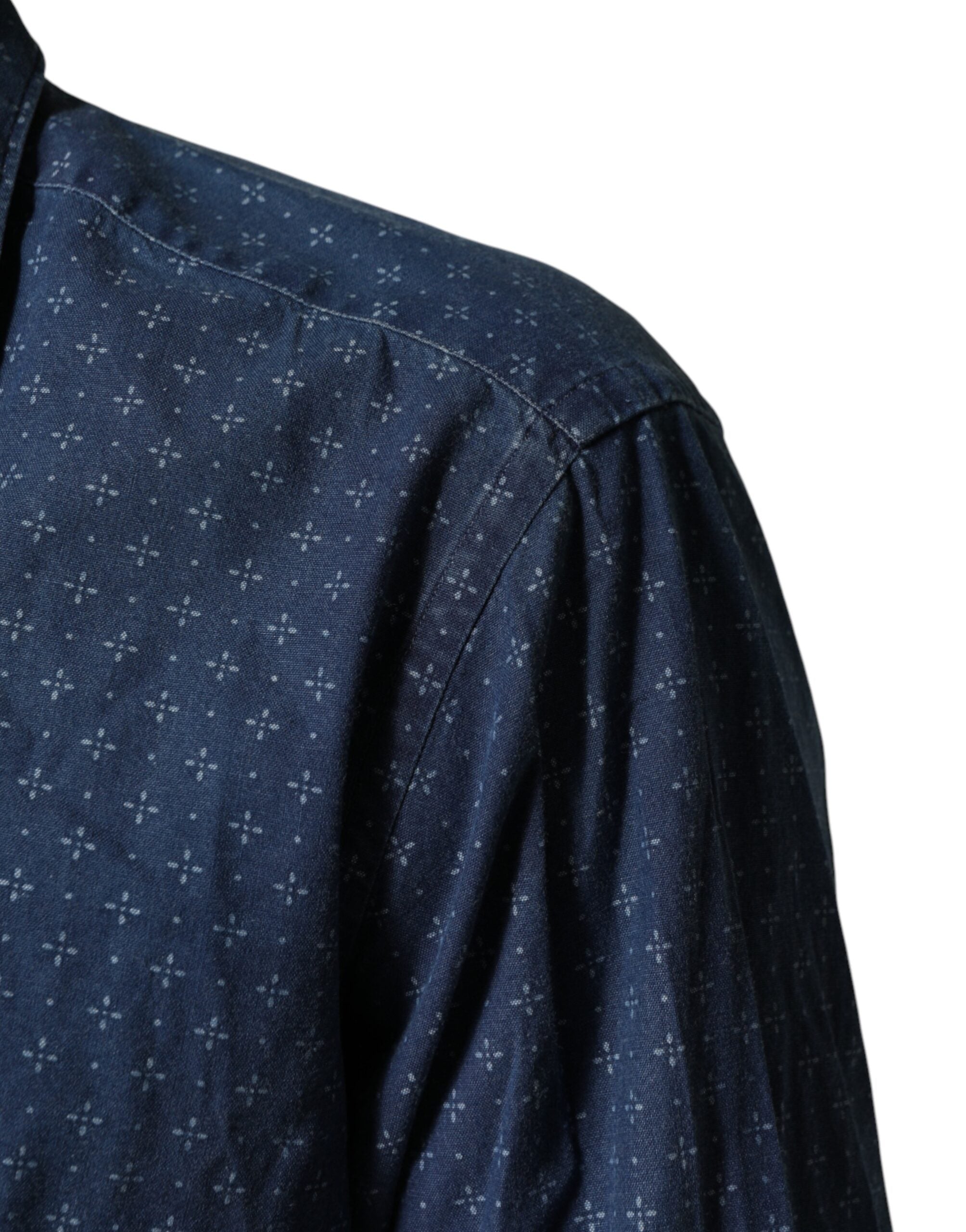Orian 1968 Blue Button Down Long Sleeves Men Men's Shirt