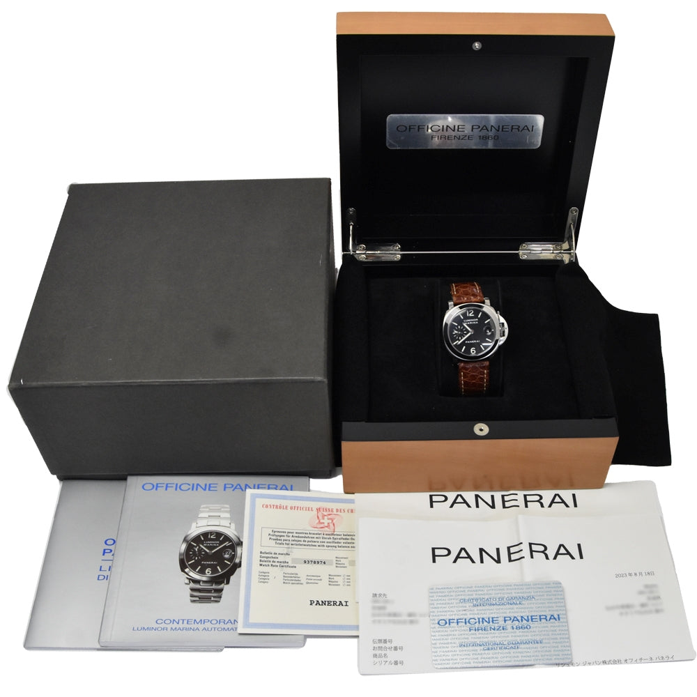 Panerai Luminor Marina Manual Stainless Steel And Leather Watch (Pre-Owned)
