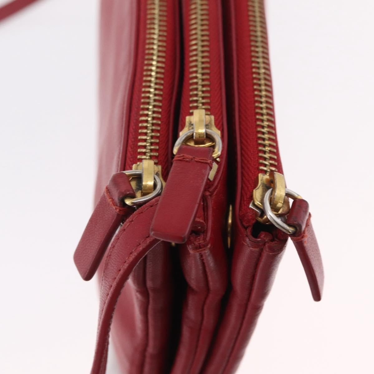 Celine Trio Leather Red Leather Crossbody Bag Bag (Pre-Owned)