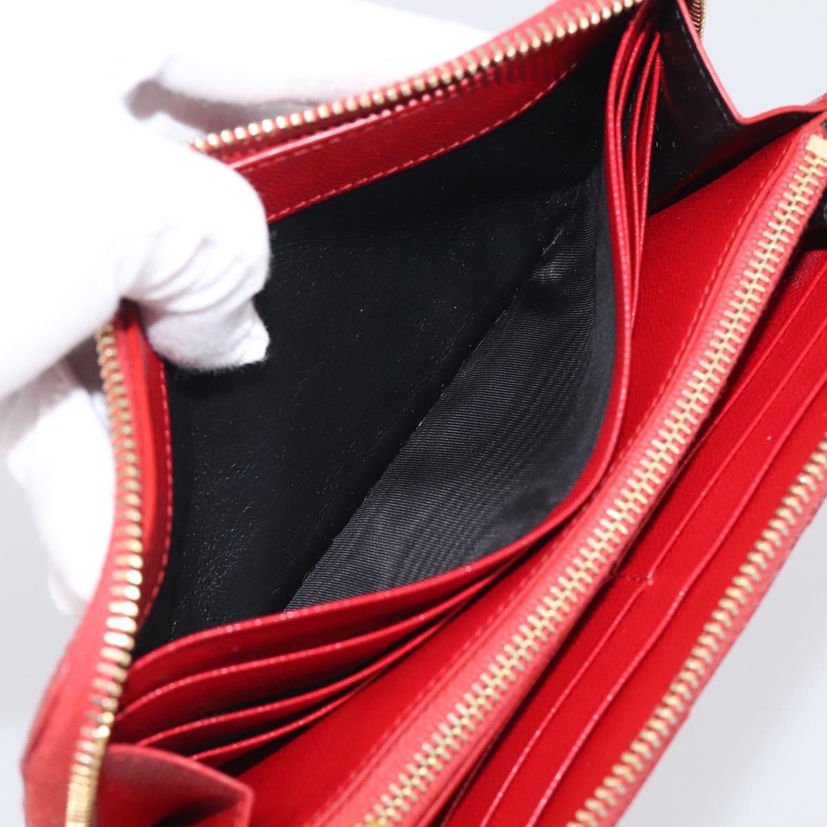 Saint Laurent Loulou Zip Around Matelasse Chevron Leather Red Leather Wallets Accessory (Pre-Owned)