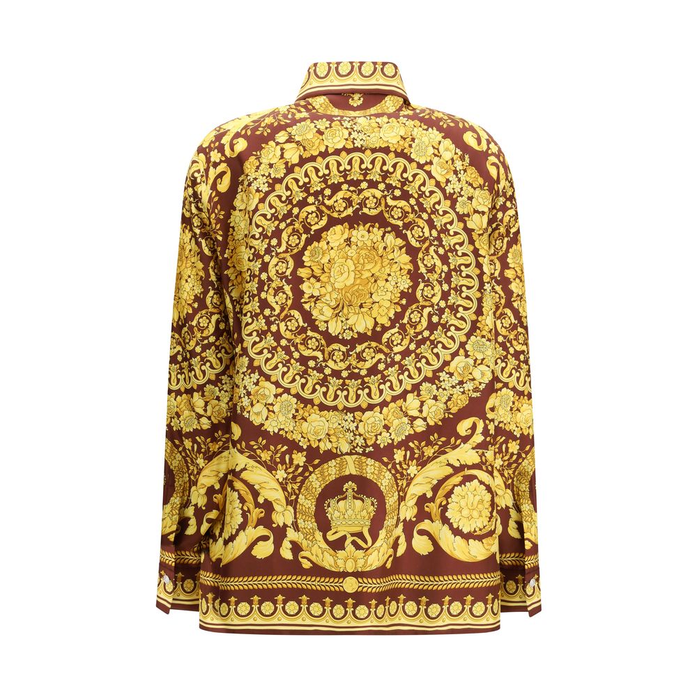 Versace Bordeaux Silk Pattern Women's Shirt